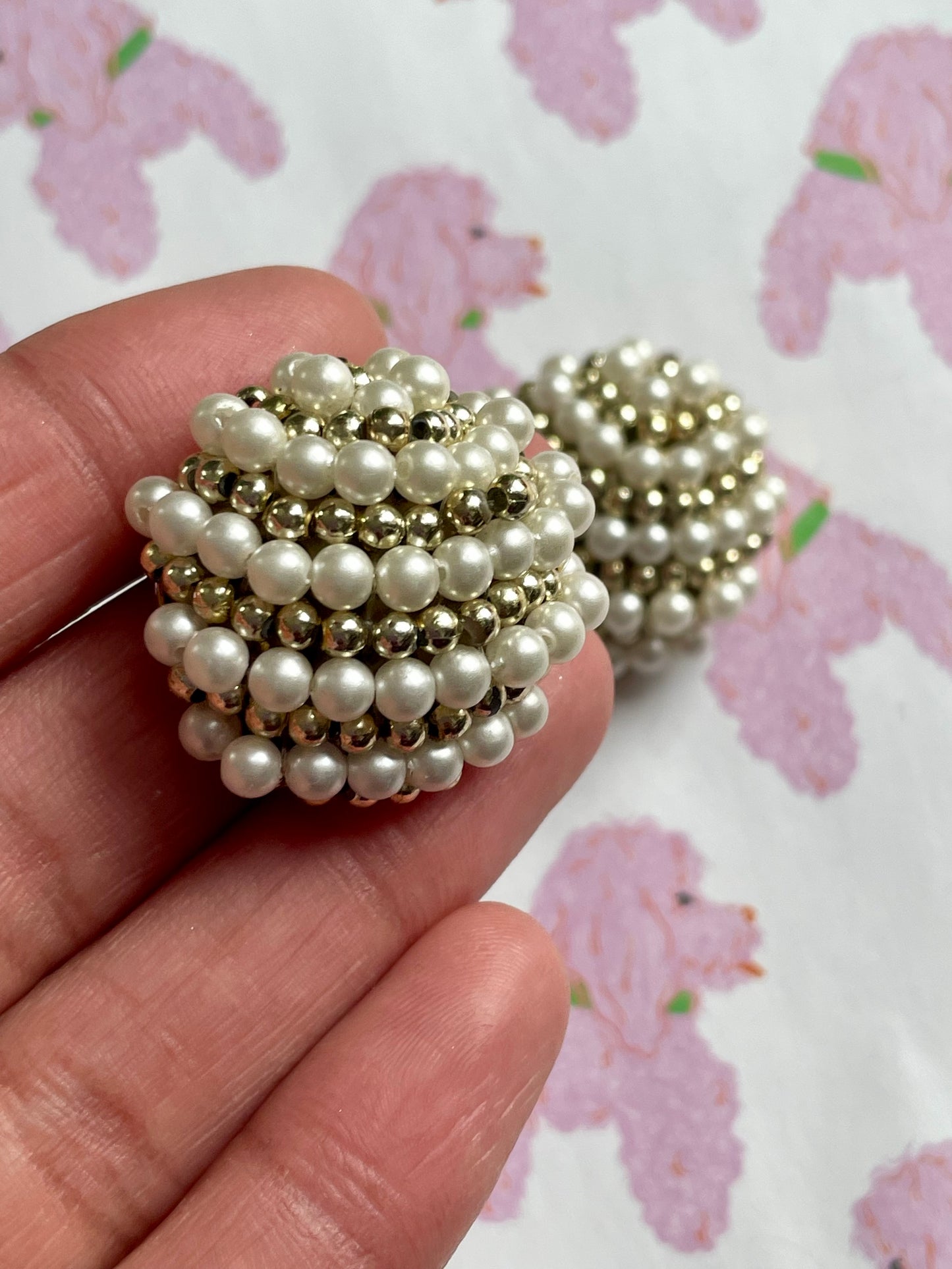 Vintage gouden kralen clip-ons