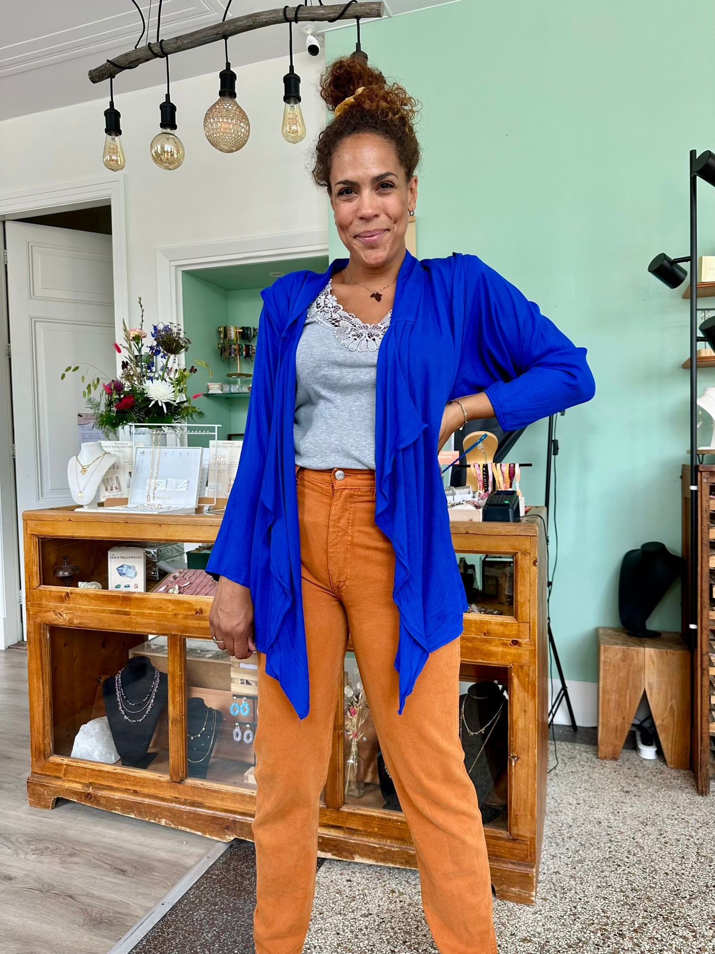 Vintage koningsblauw viscose vest