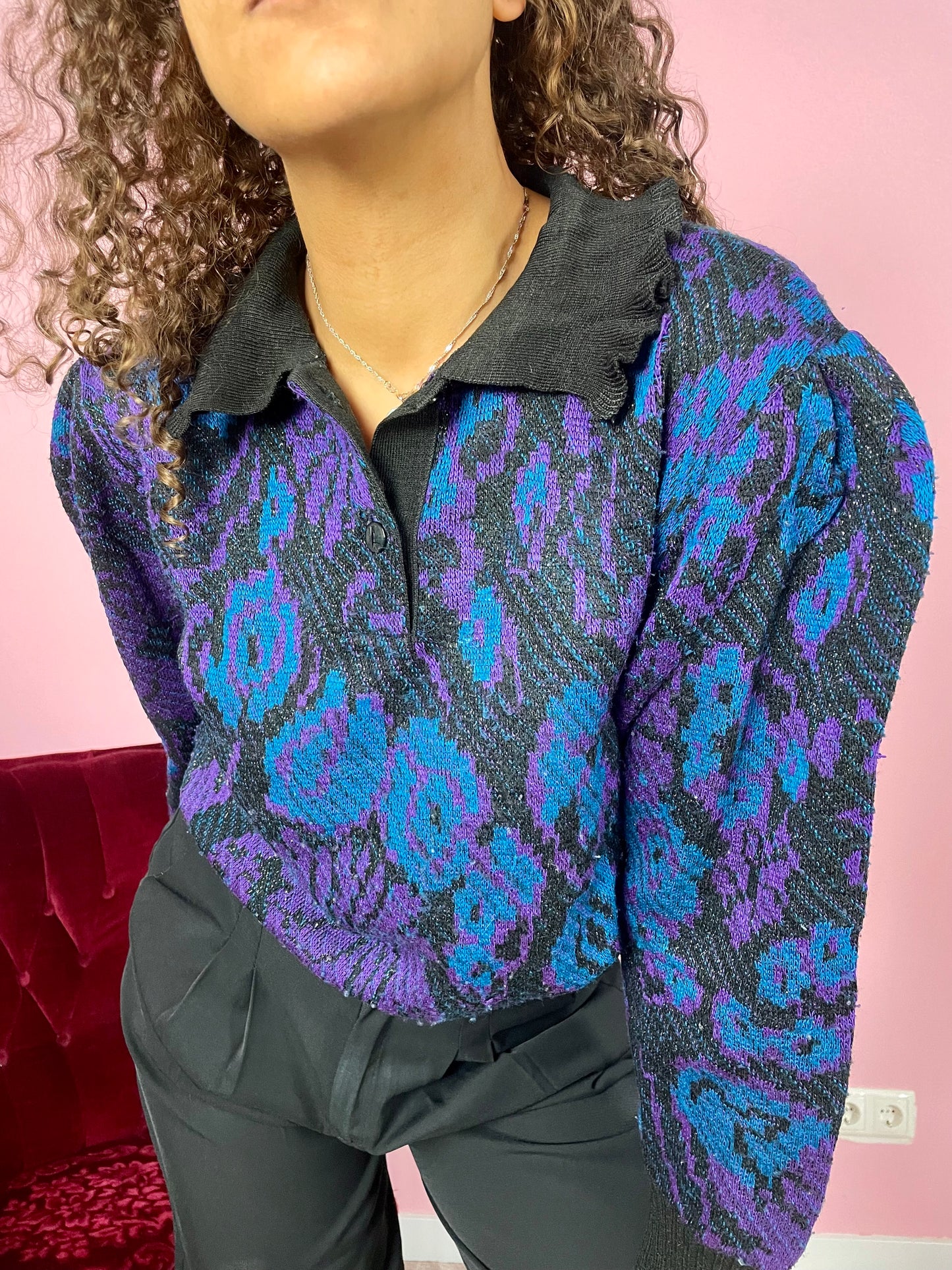Vintage blauw paarse sweater