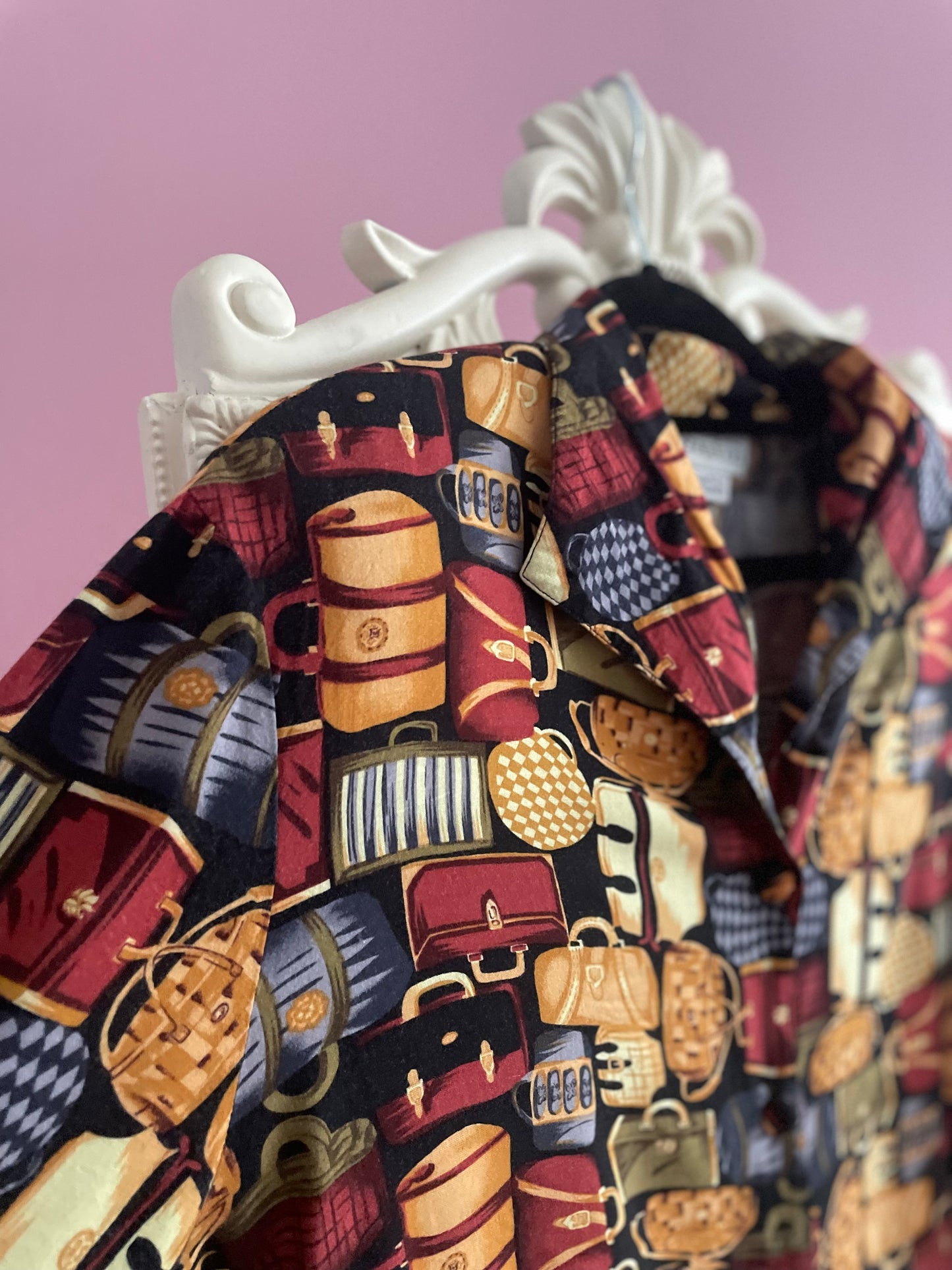 Vintage viscose blouse met tasjes