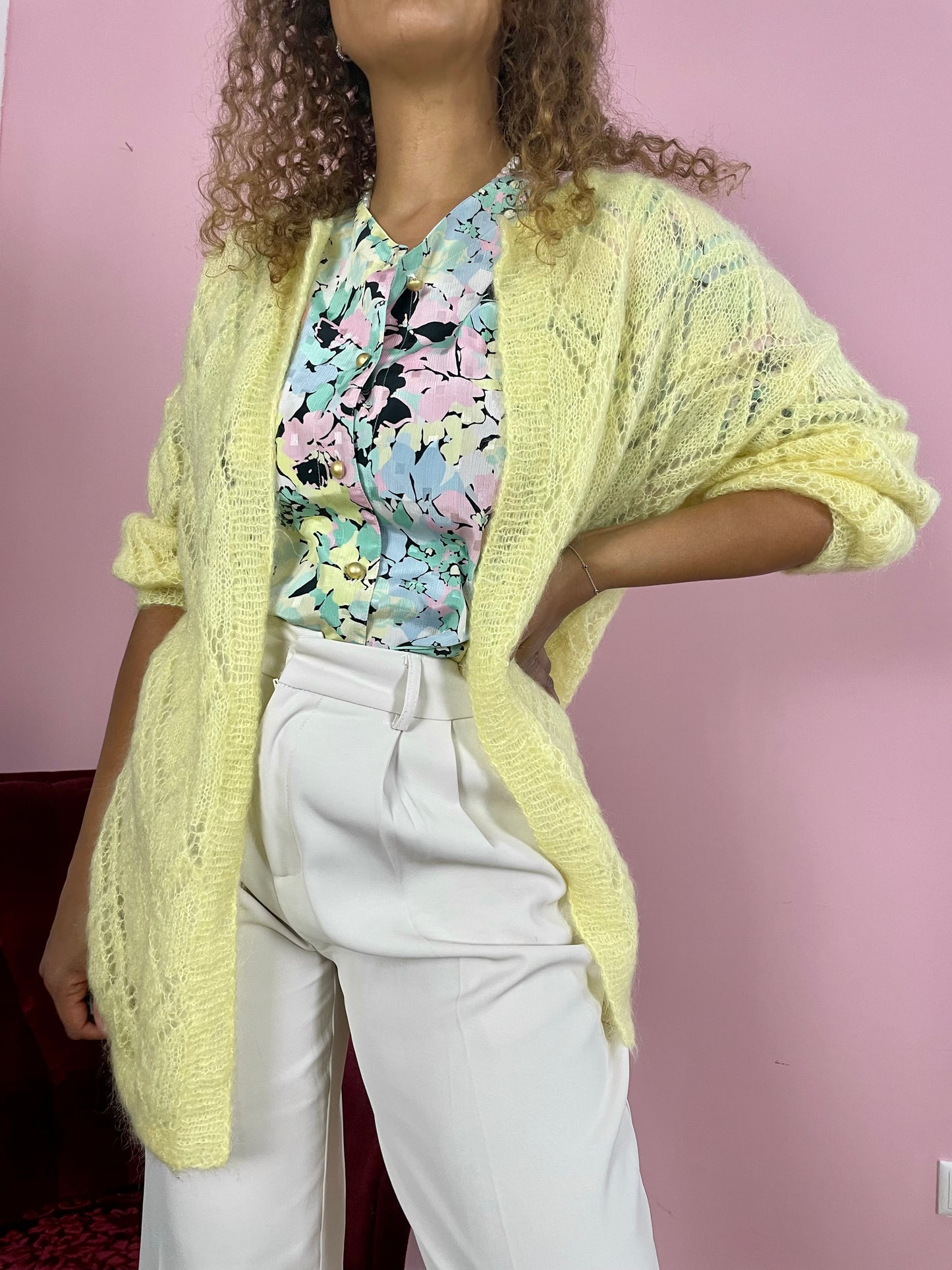 Vintage pastel floral blouse
