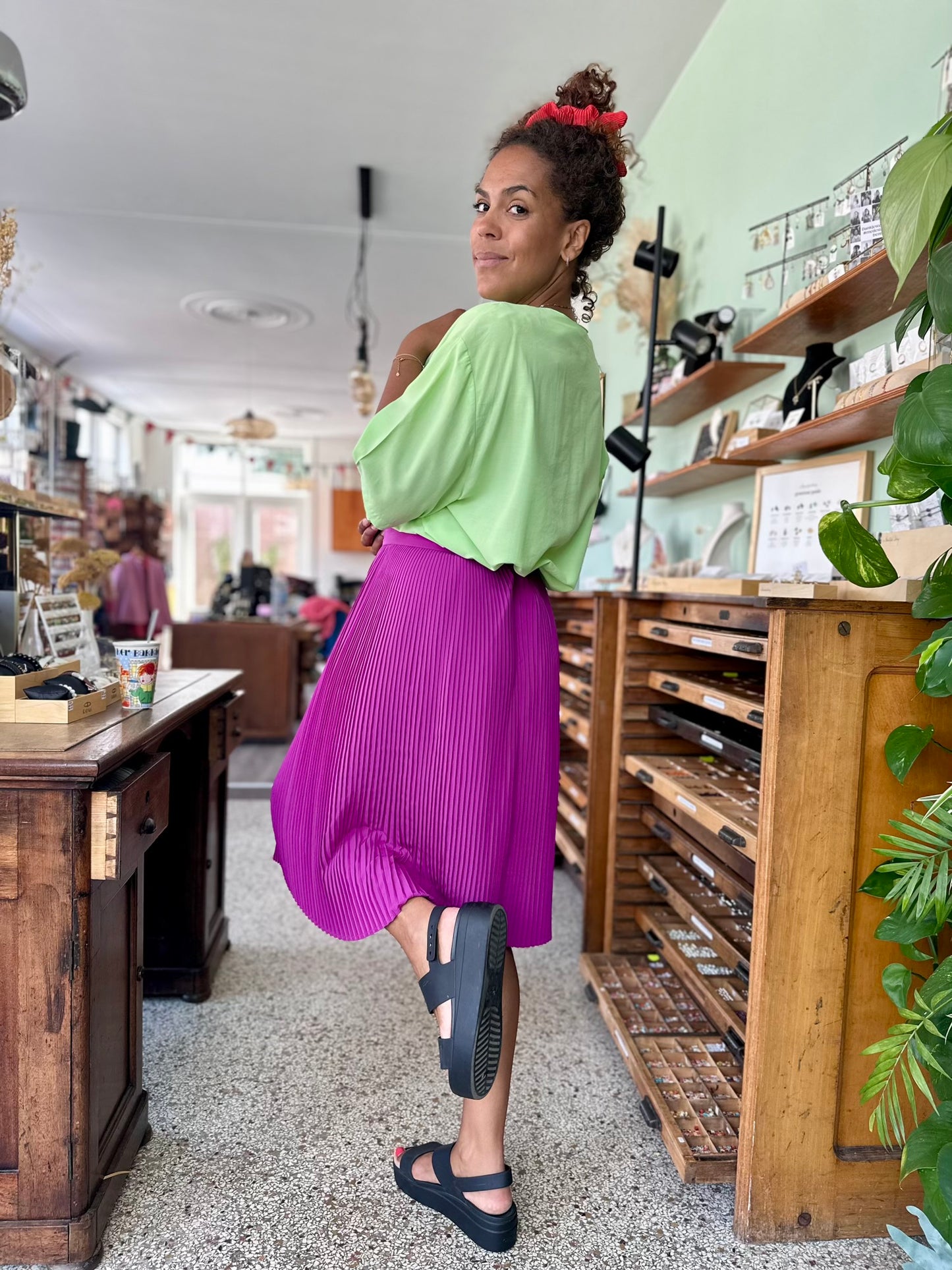 Vintage magenta swing rok