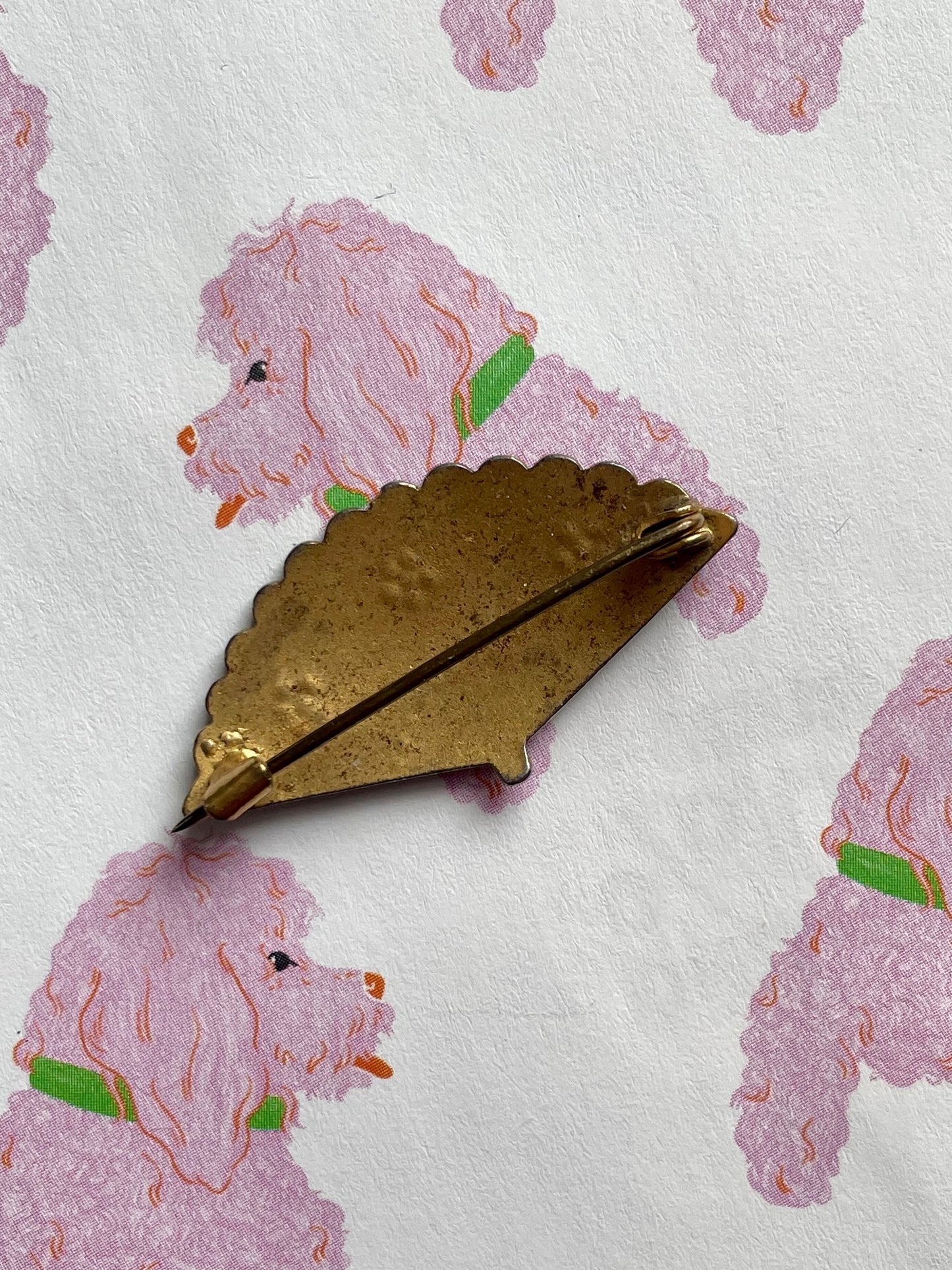 Vintage bronskleurige waaier broche