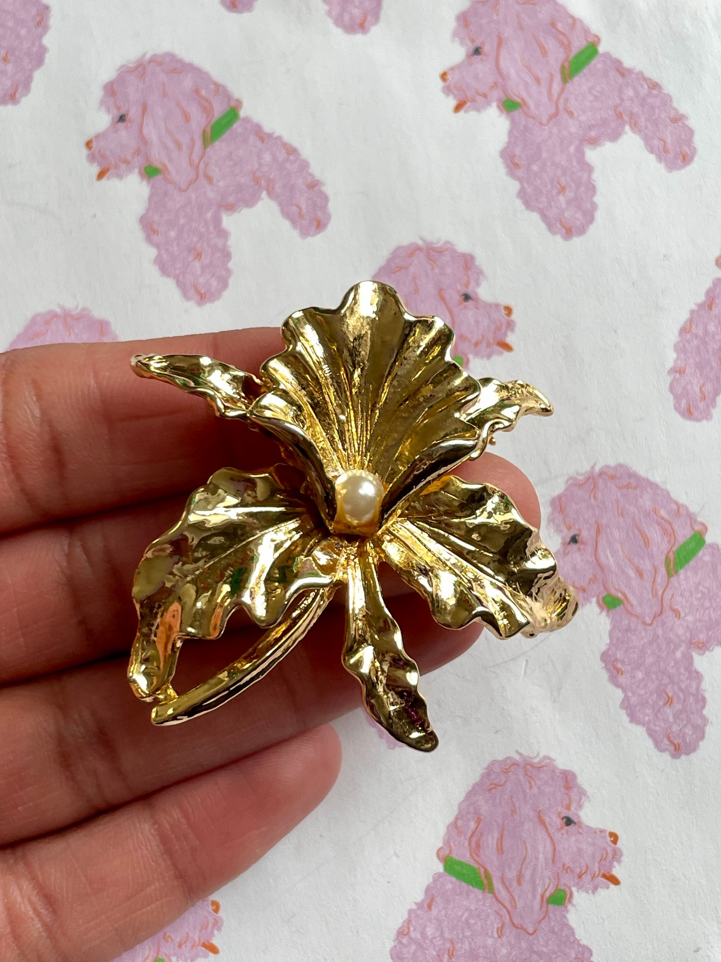 Vintage gouden lelie broche