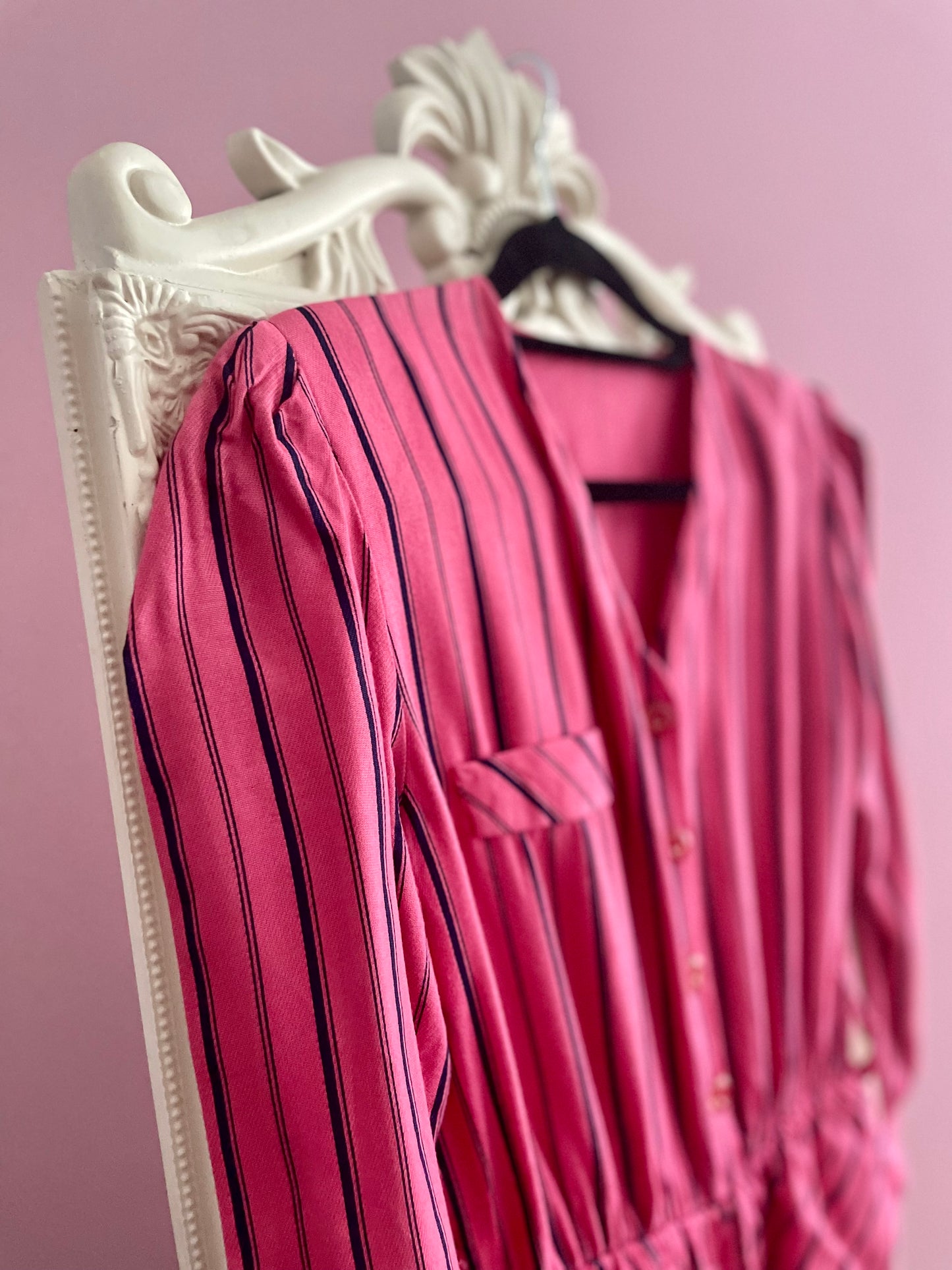 Vintage striped viscose jurk
