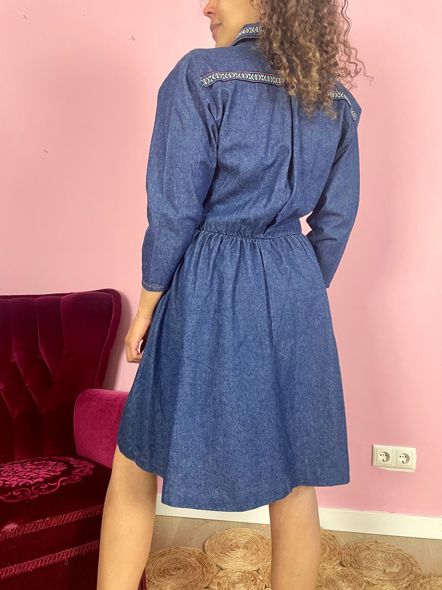 Vintage denim prairie-jurk