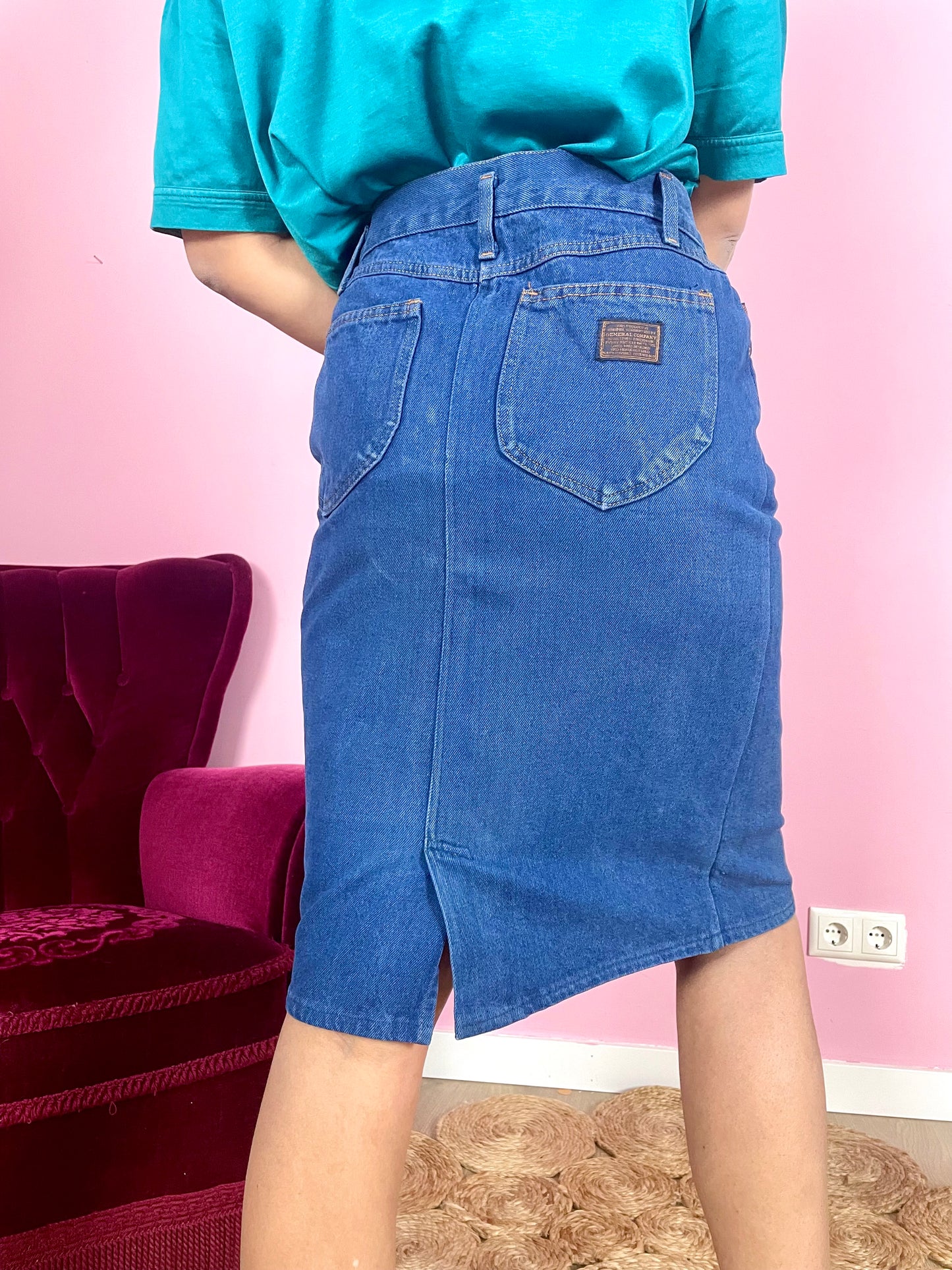 Vintage denim midi-rok