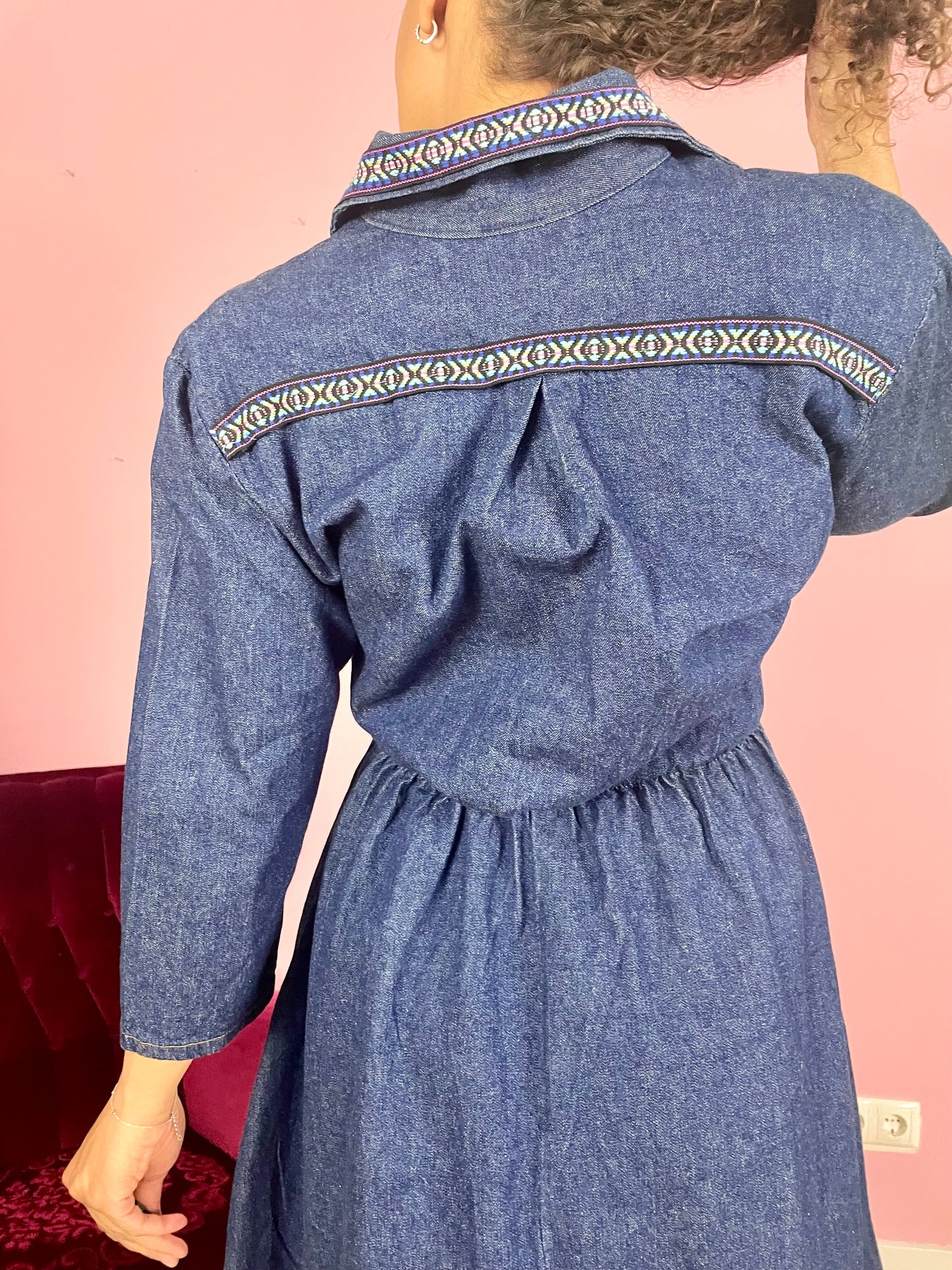 Vintage denim prairie-jurk