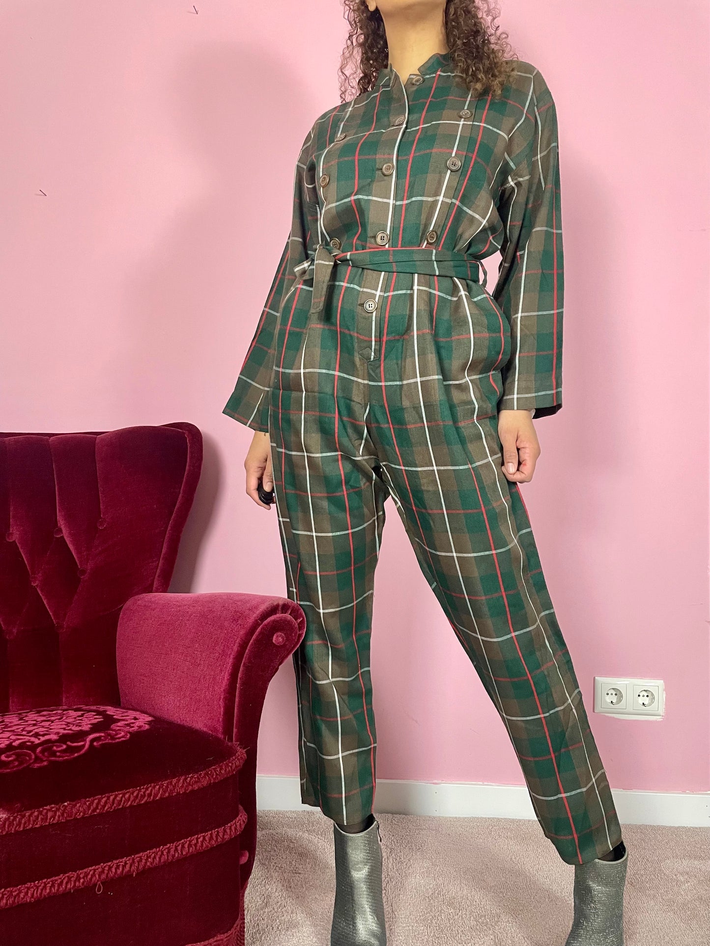 Vintage deadstock tartan jumpsuit