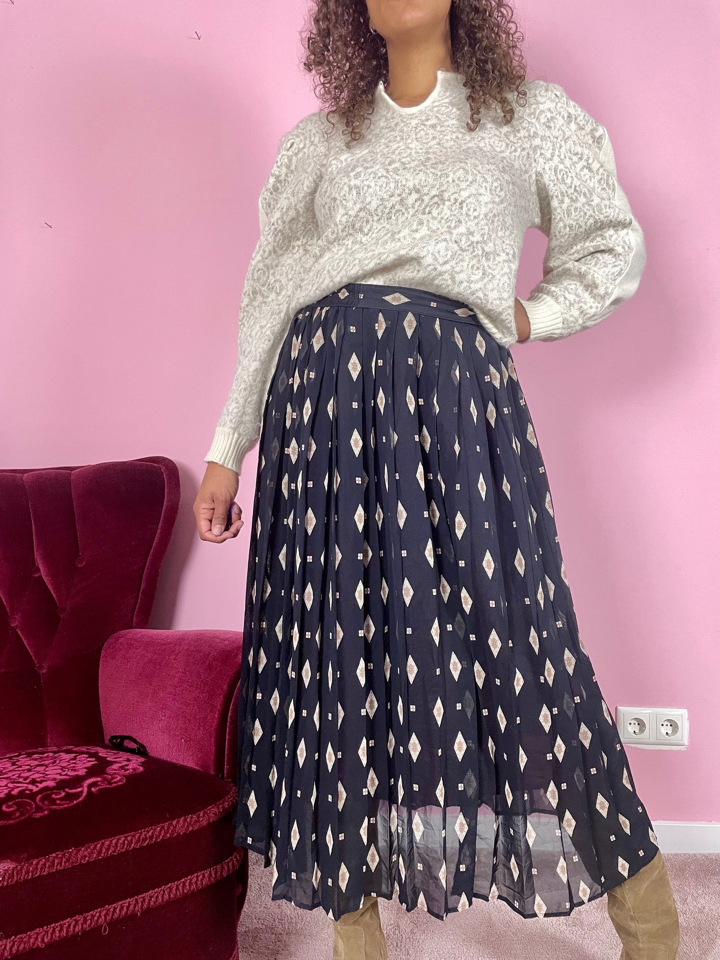 Vintage plus size midi rok
