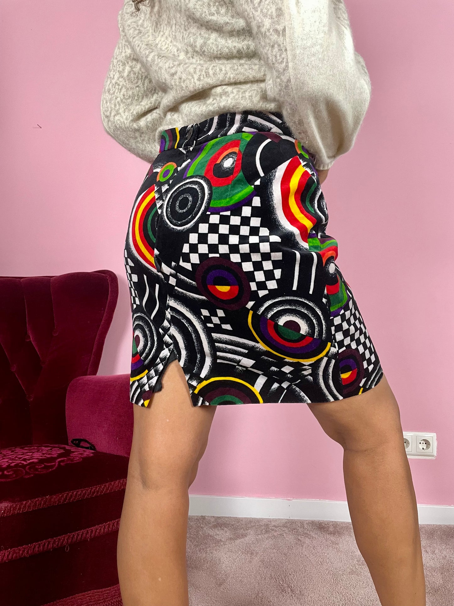 Vintage graphic print minirok