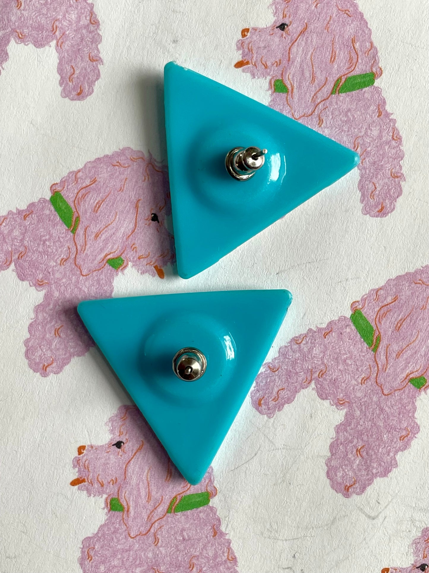 Turquoise driehoek oorbellen