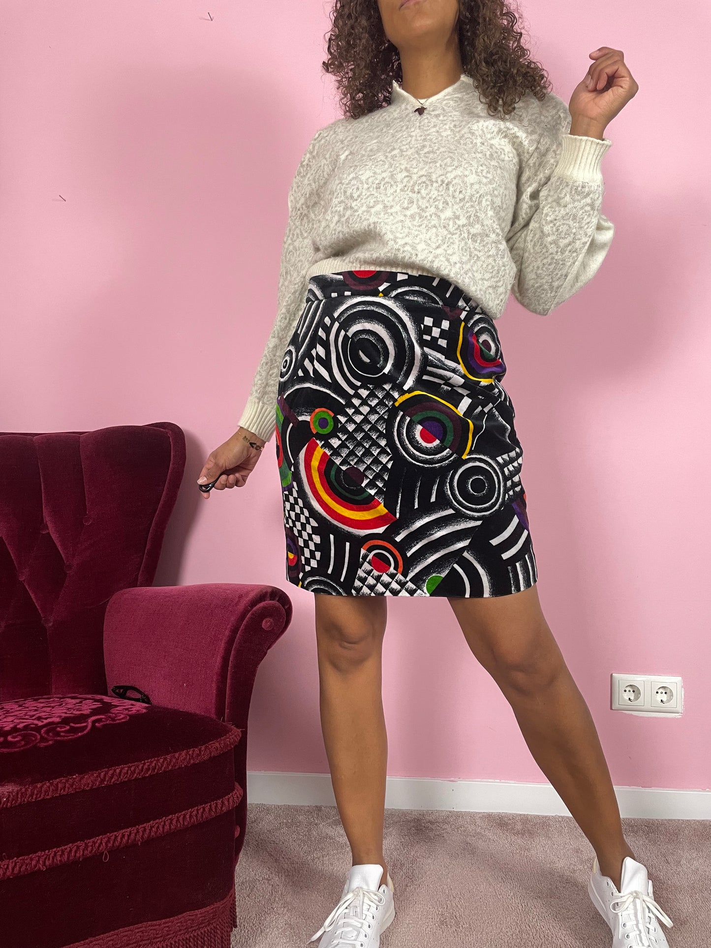 Vintage graphic print minirok