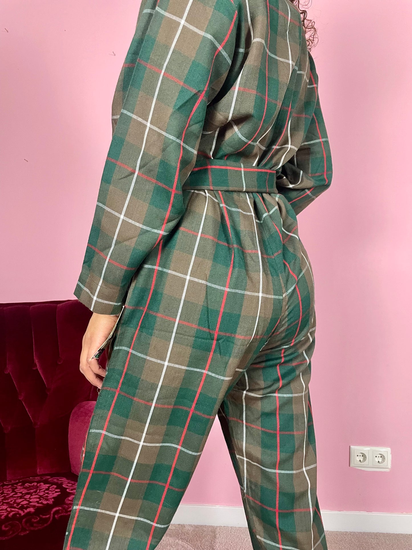 Vintage deadstock tartan jumpsuit