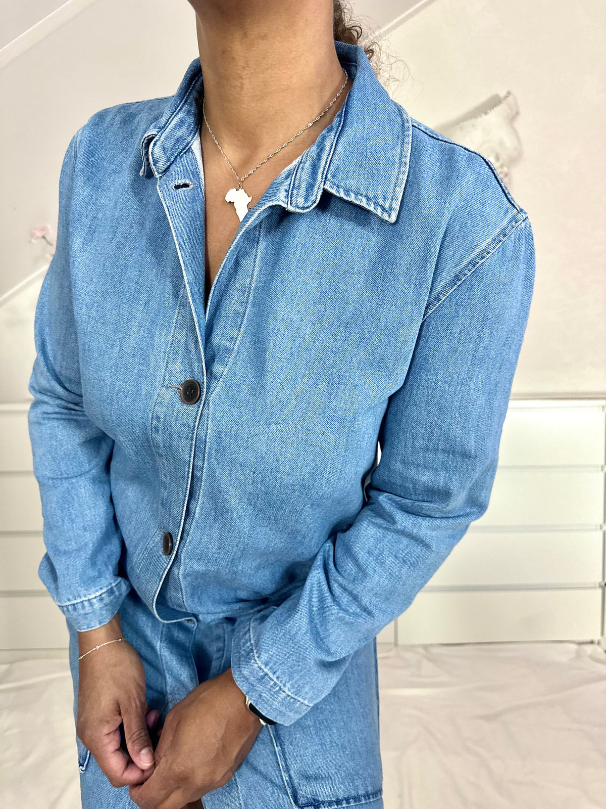Vintage straight fit midi denimjurk - M/L