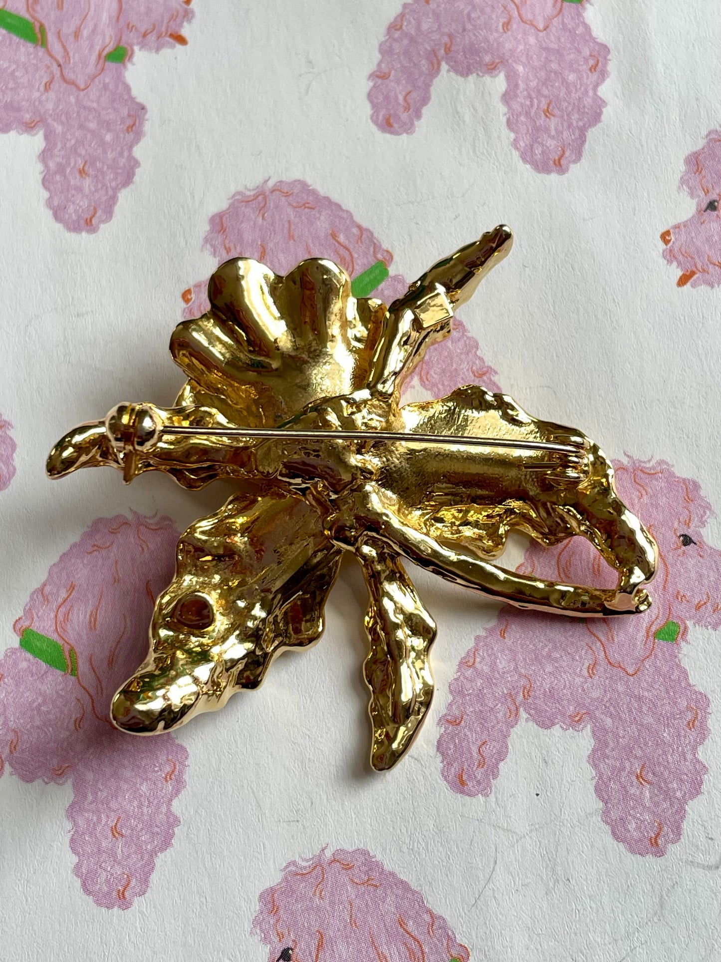 Vintage gouden lelie broche