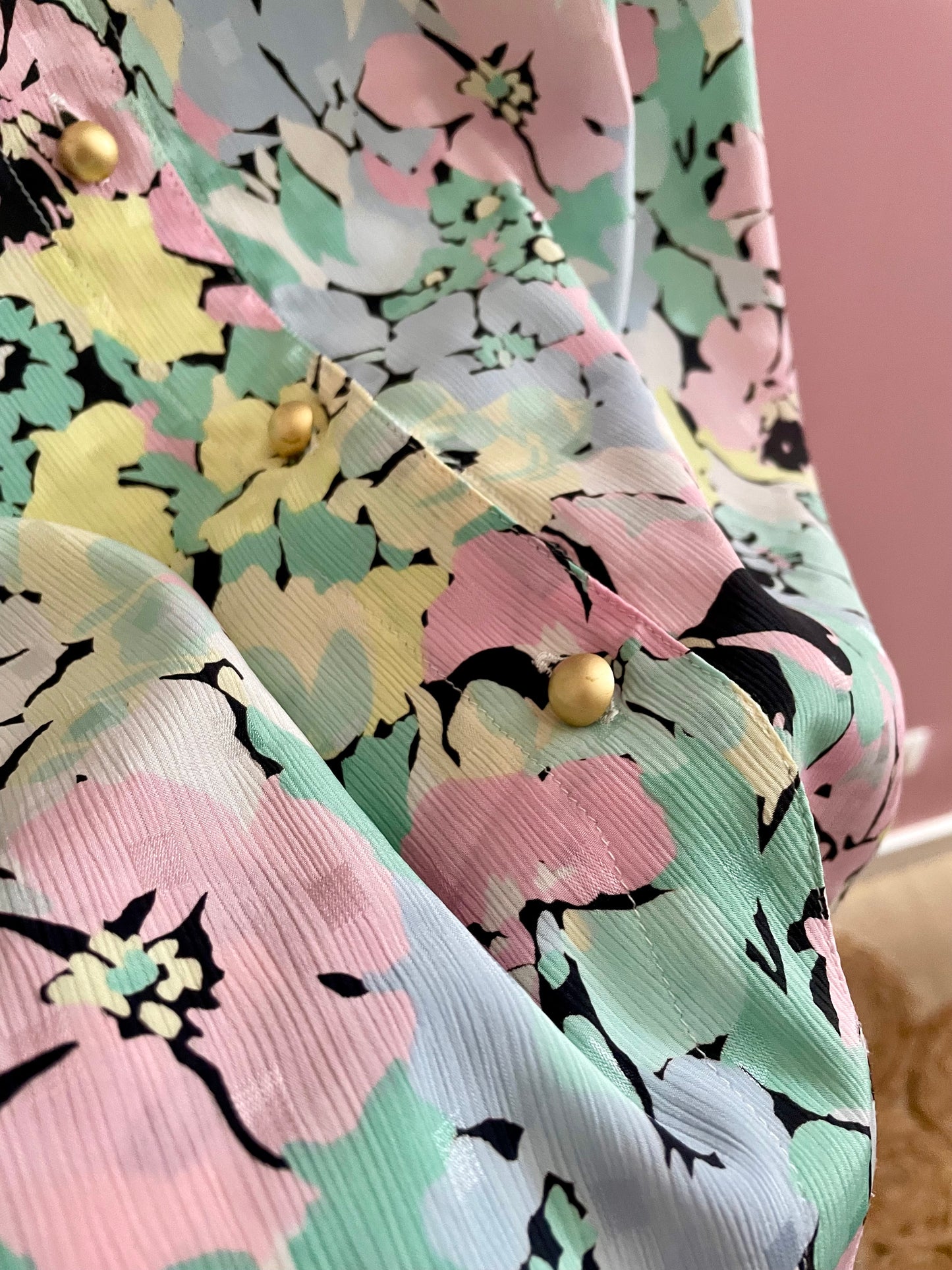 Vintage pastel floral blouse