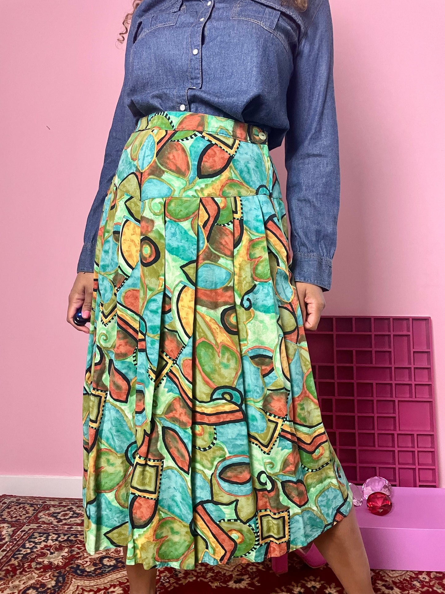 Vintage viscose African vibes midirok