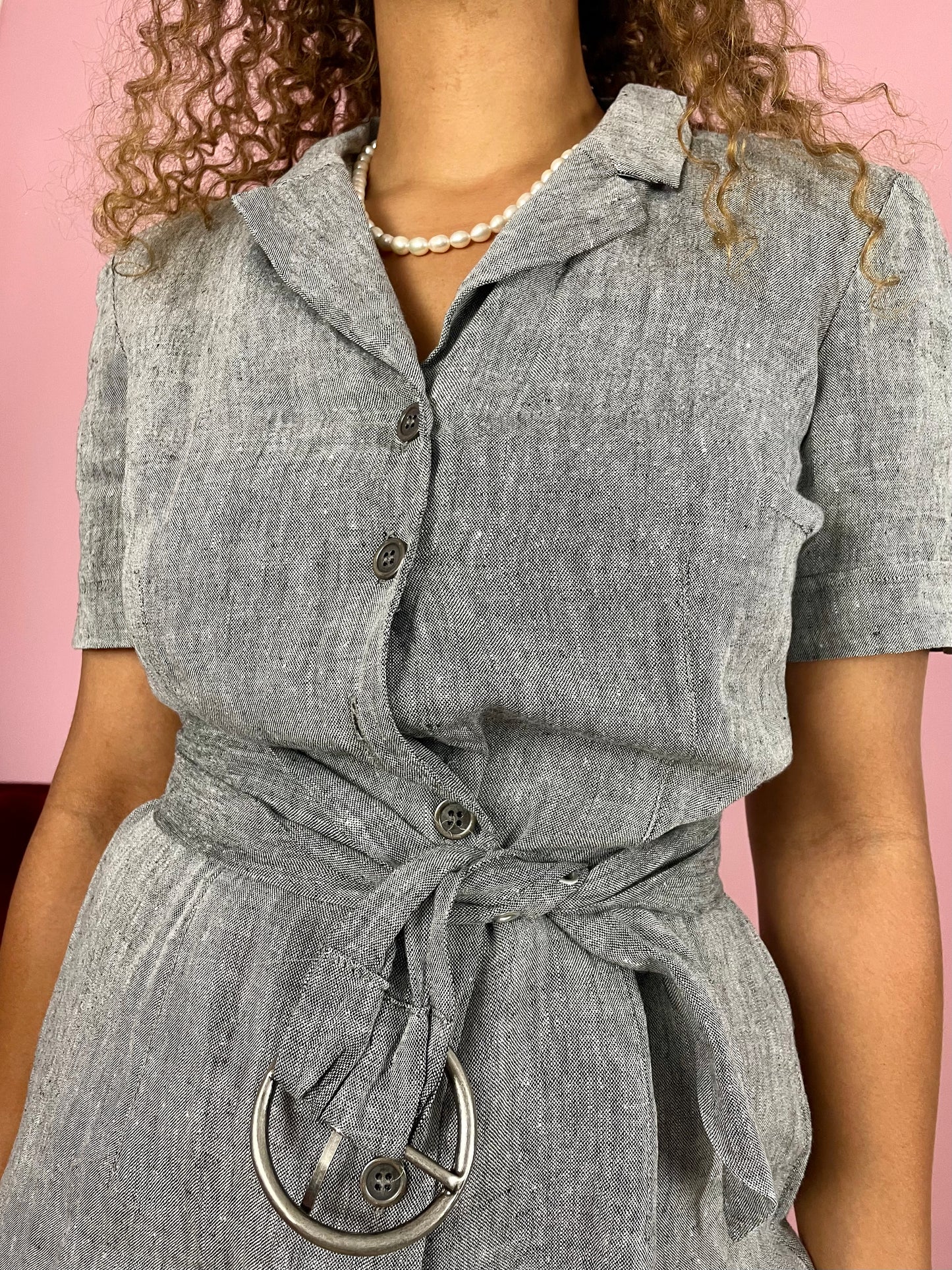 Vintage linnen maxi-jurk