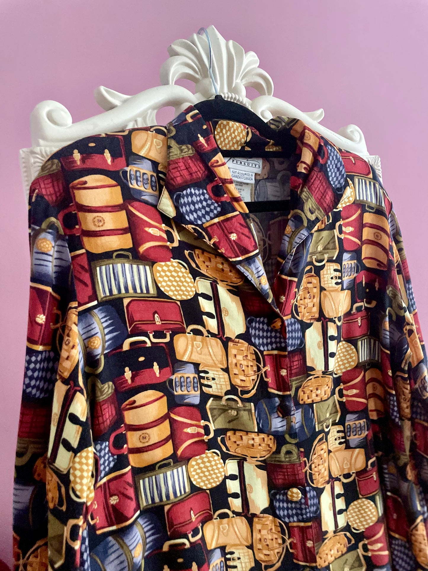 Vintage viscose blouse met tasjes