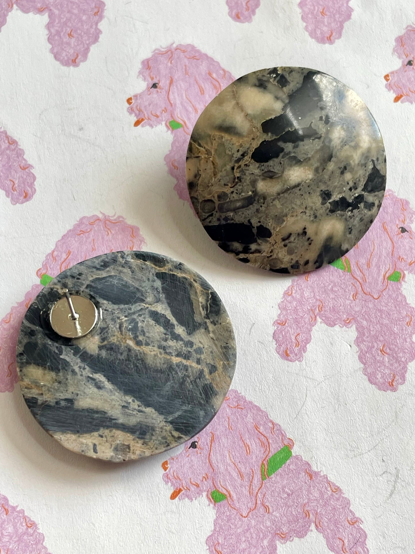 Vintage marmer look-a-like oorbellen