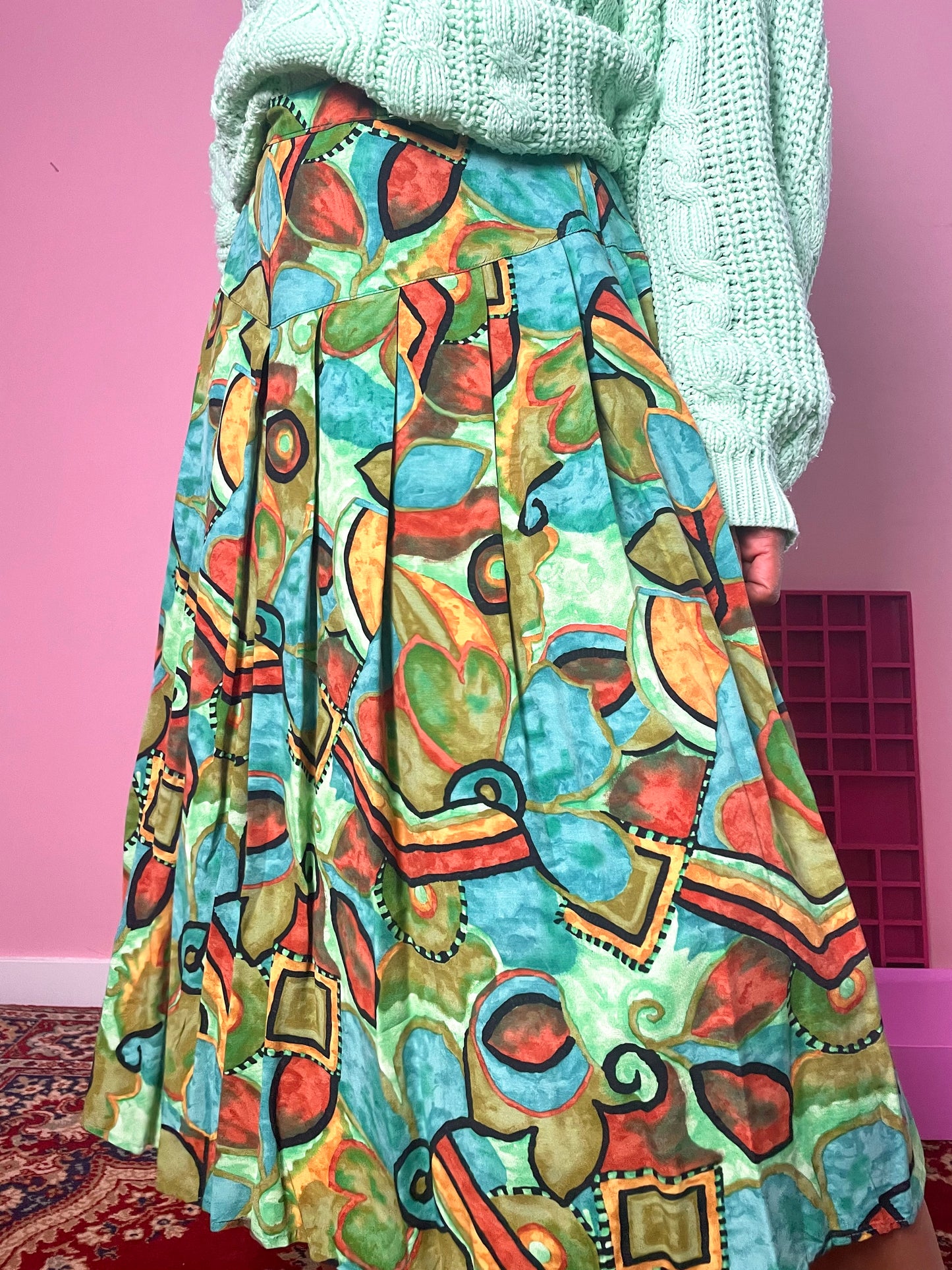 Vintage viscose African vibes midirok