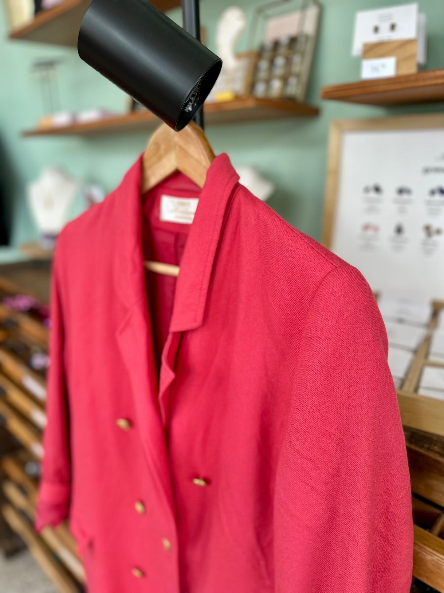 Vintage frambooskleurige blazer