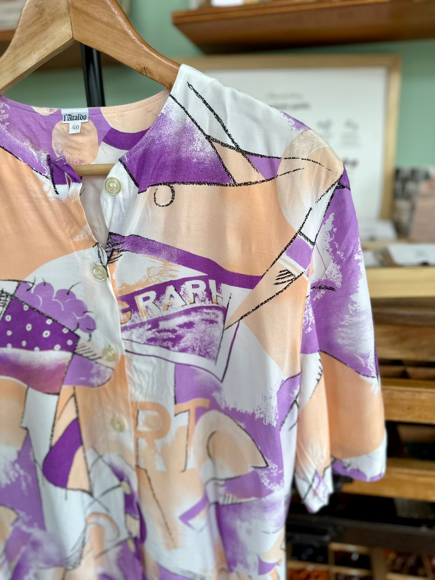 Vintage pastel viscose blouse