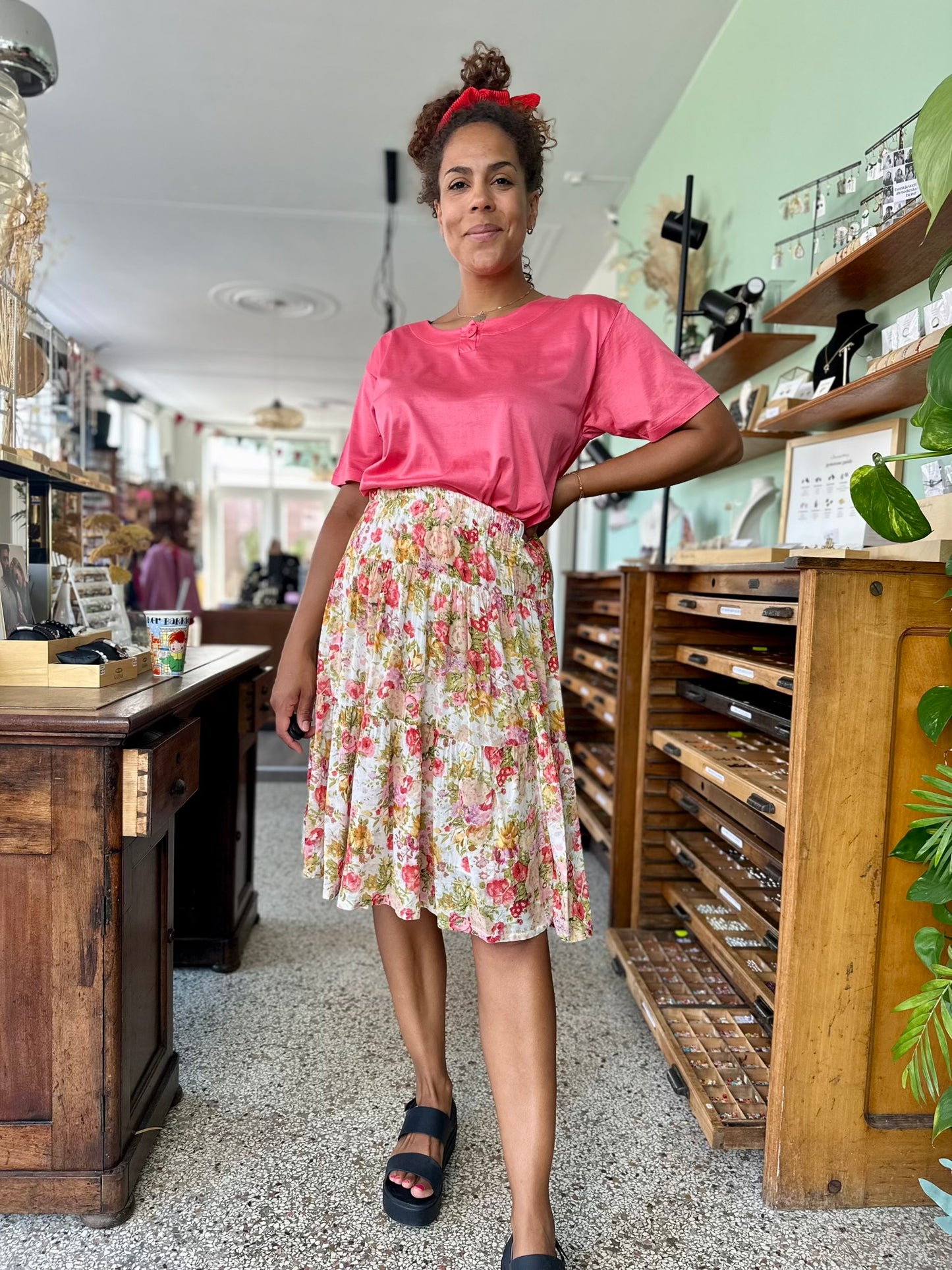 Vintage plus size floral rok