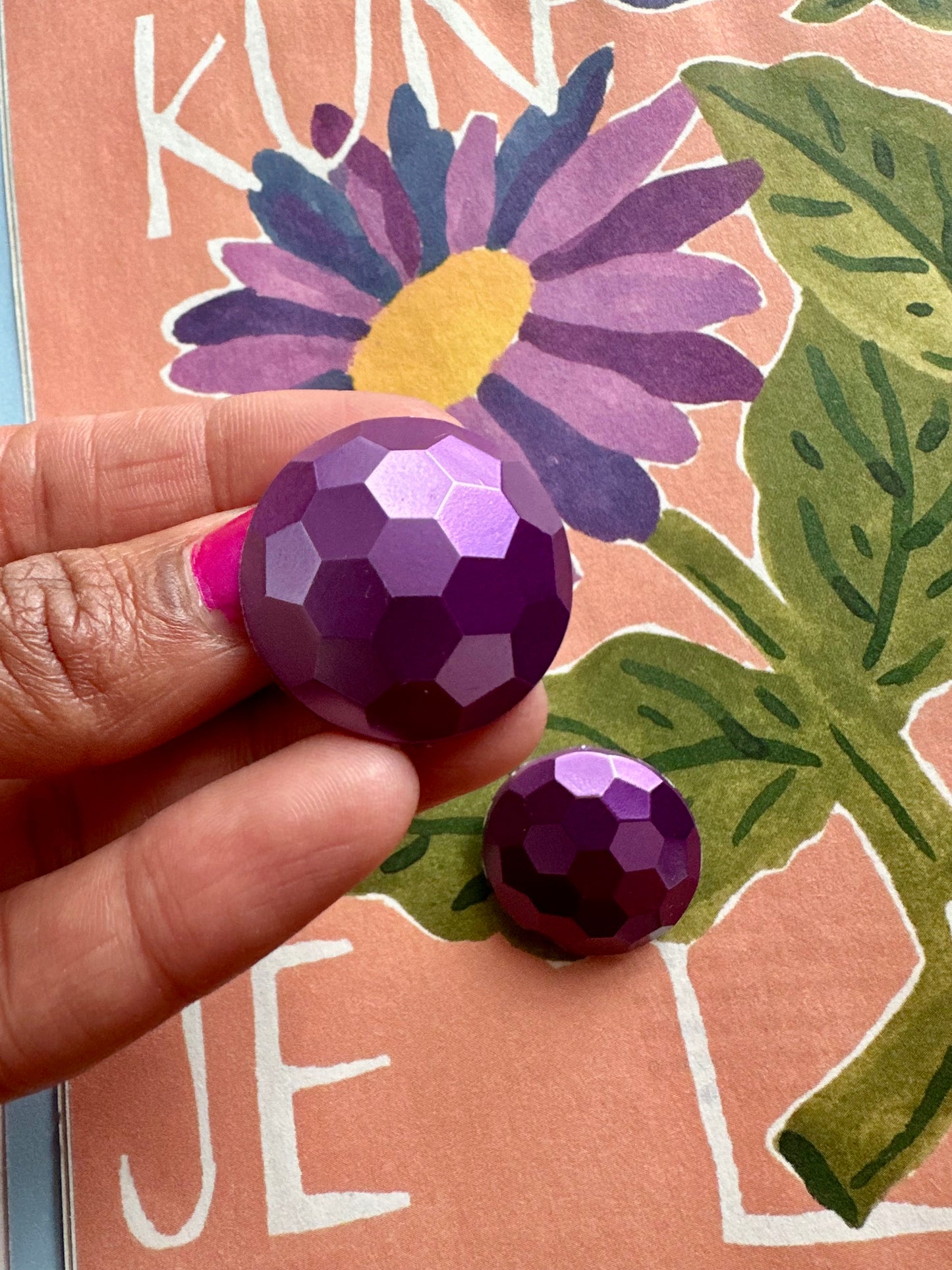 Vintage paarse sparkle clip-oorbellen