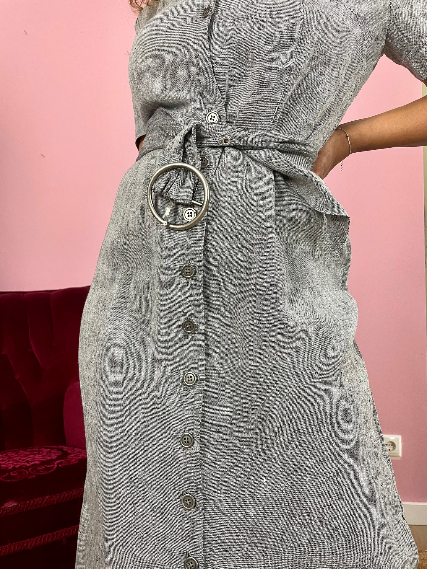 Vintage linnen maxi-jurk