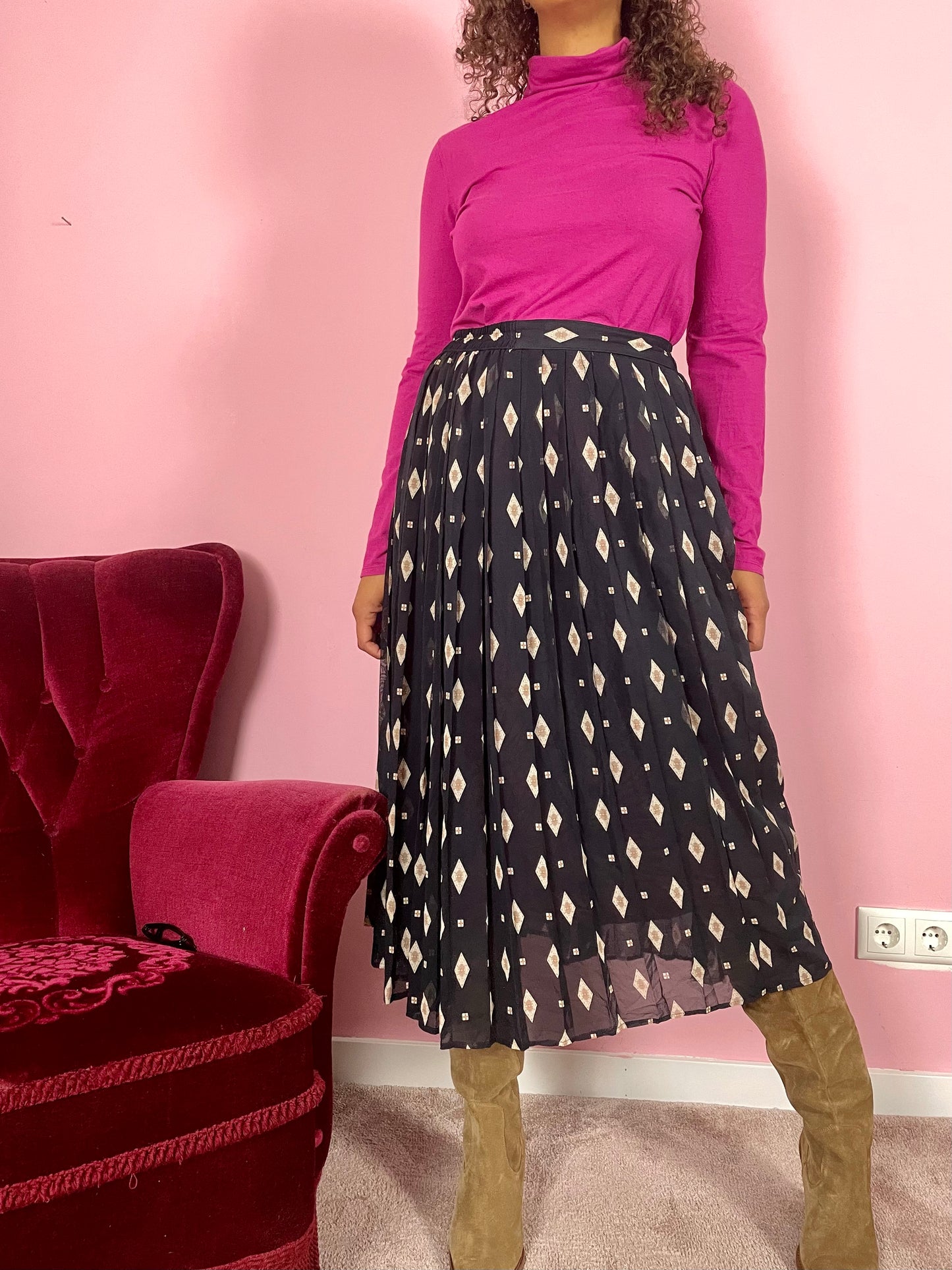 Vintage plus size midi rok