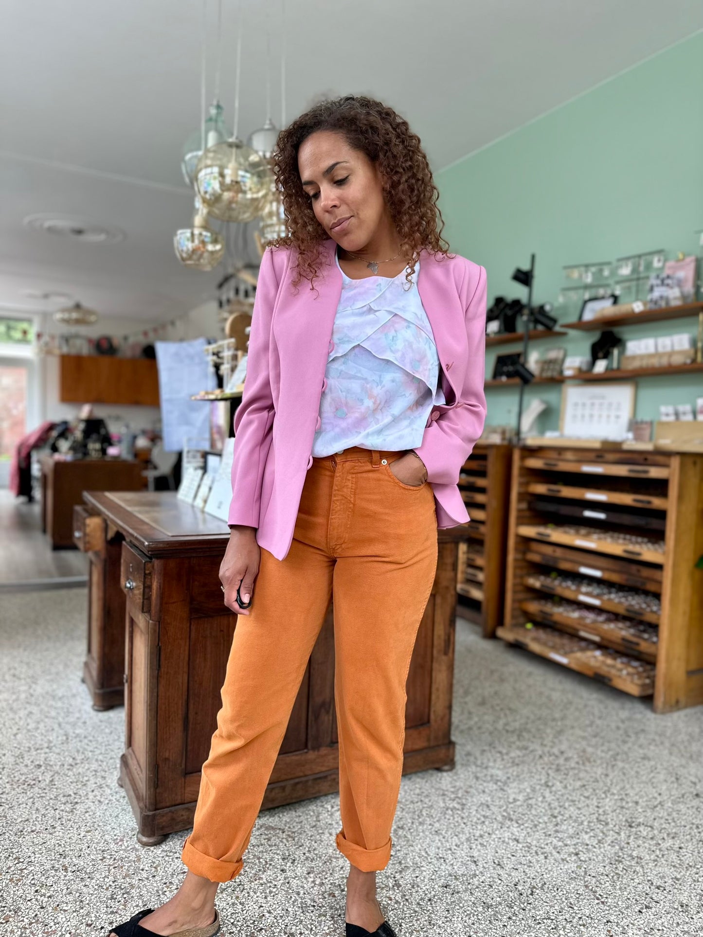 Vintage roze blazer