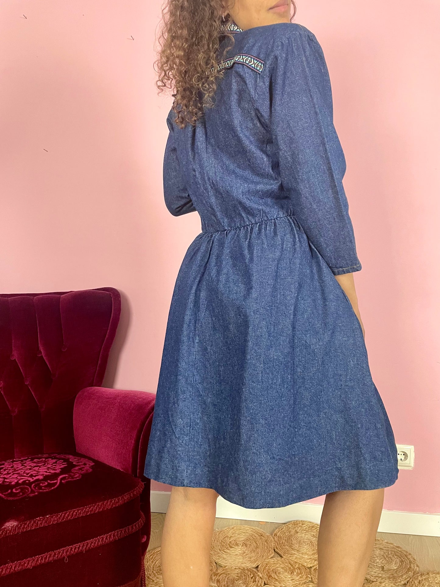 Vintage denim prairie-jurk