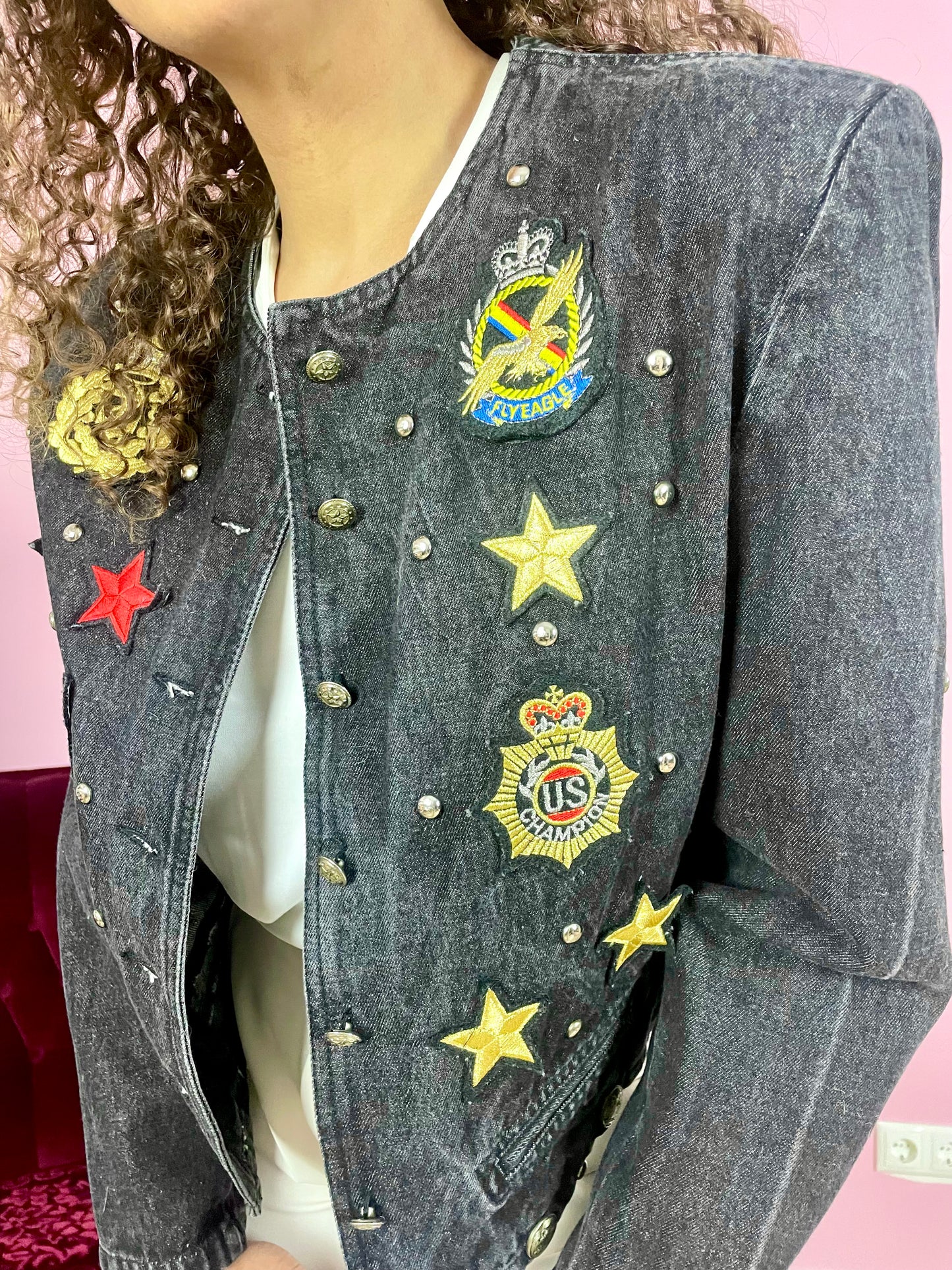 Vintage cropped militairy denim jack