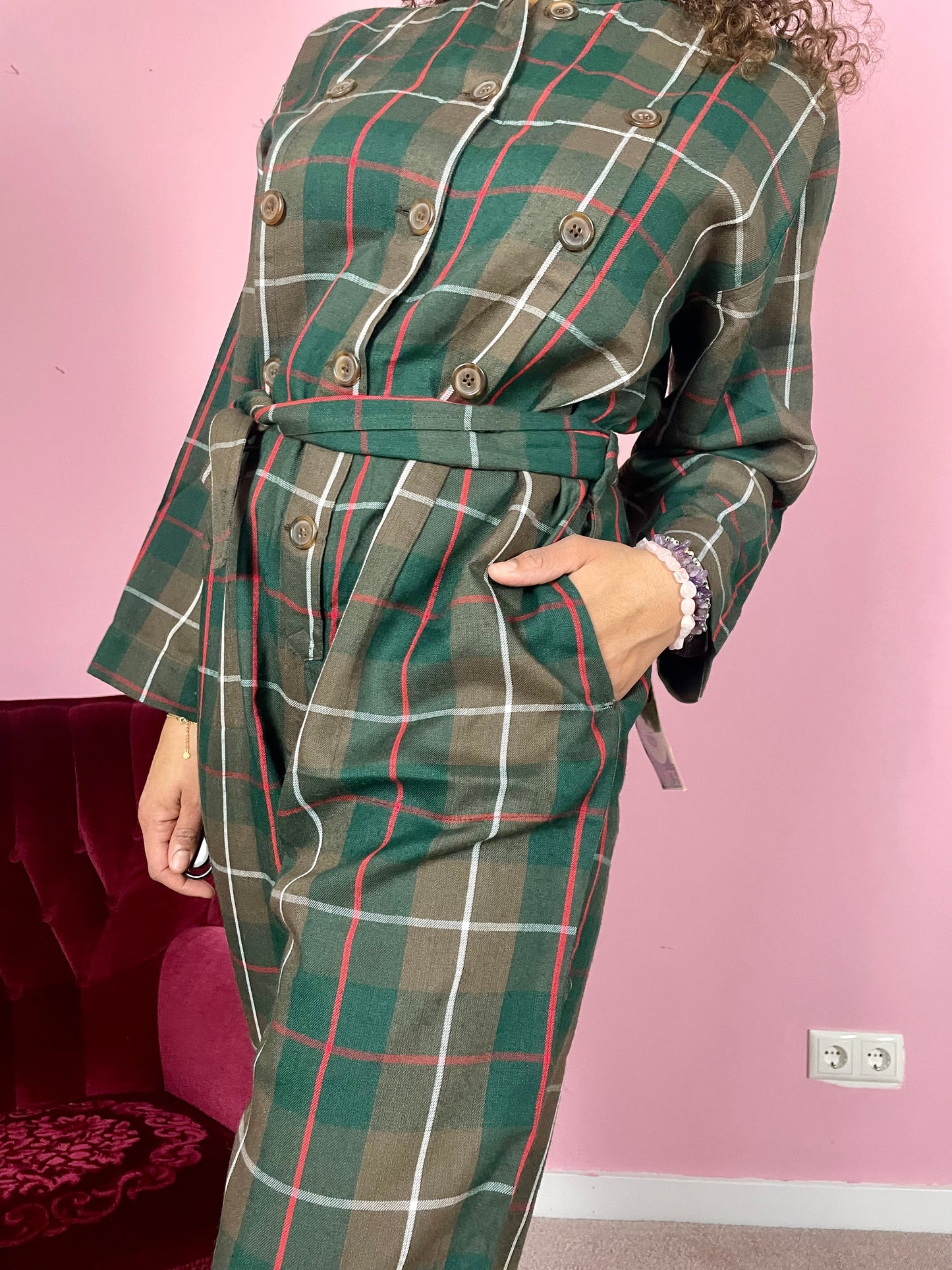 Vintage deadstock tartan jumpsuit