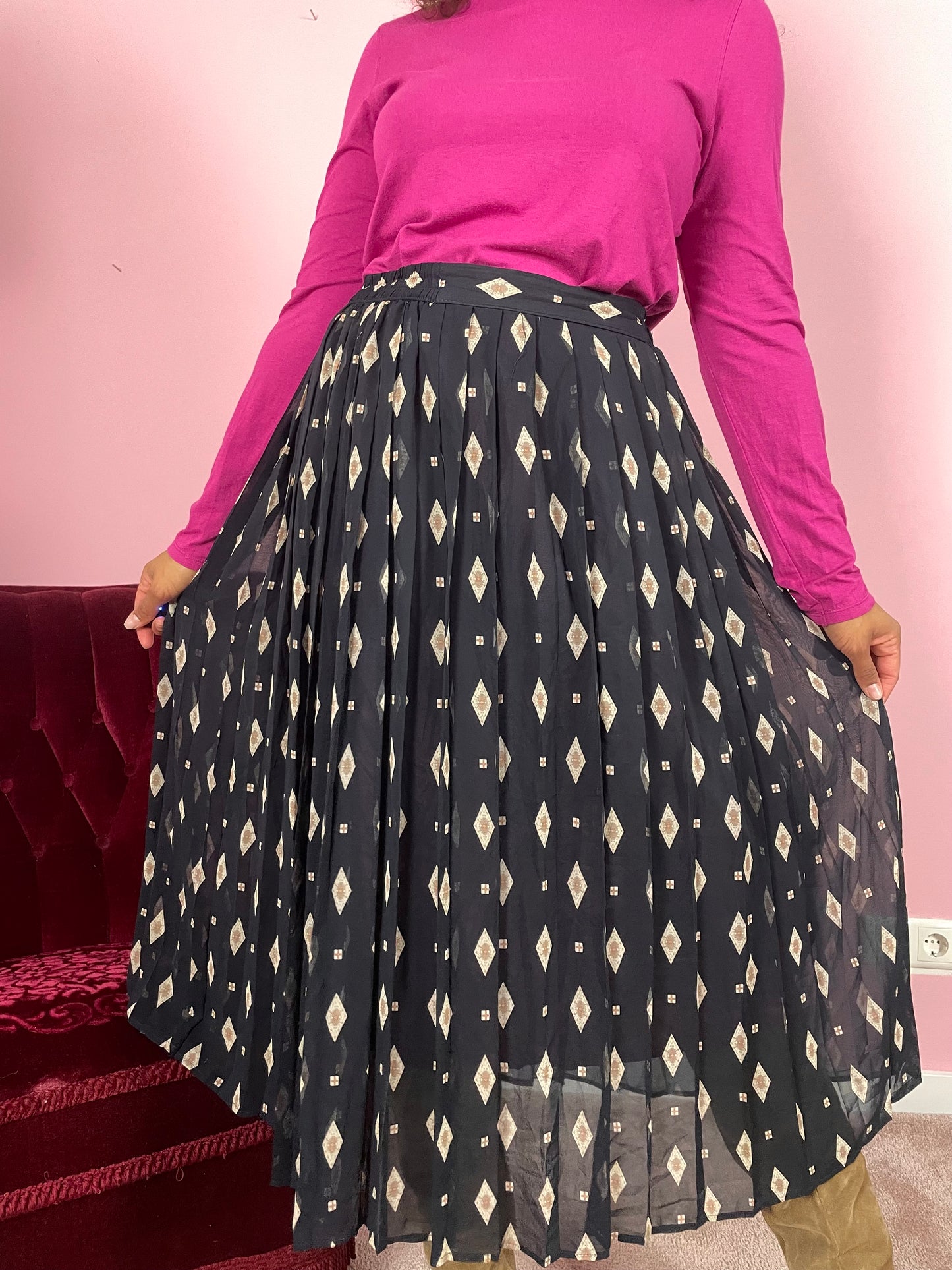 Vintage plus size midi rok