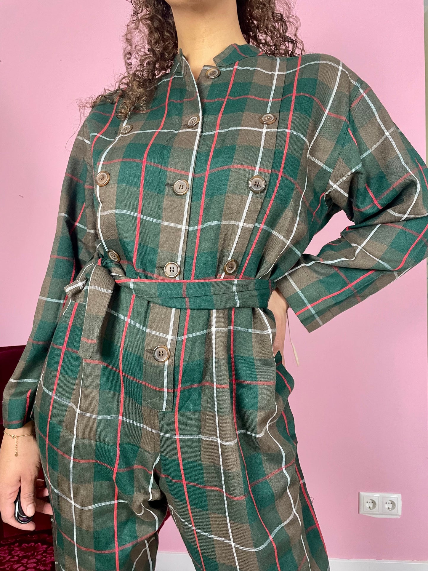 Vintage deadstock tartan jumpsuit