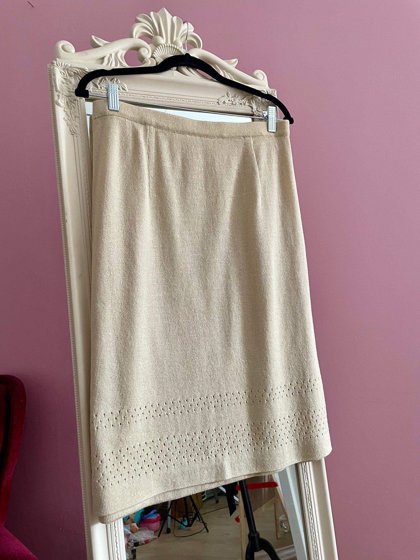 Vintage beige midi-rok