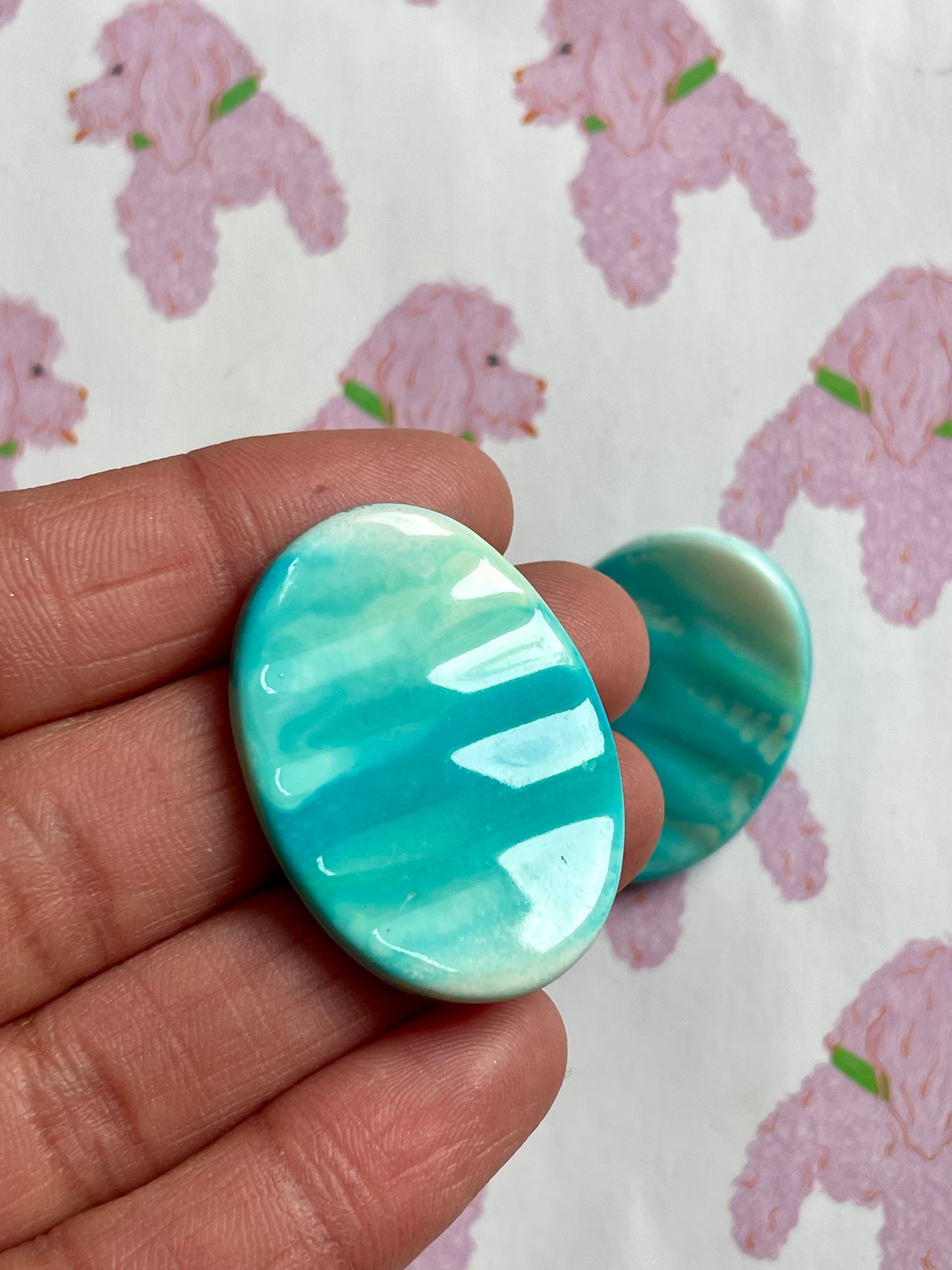 Ovalen ombre oorbellen turquoise