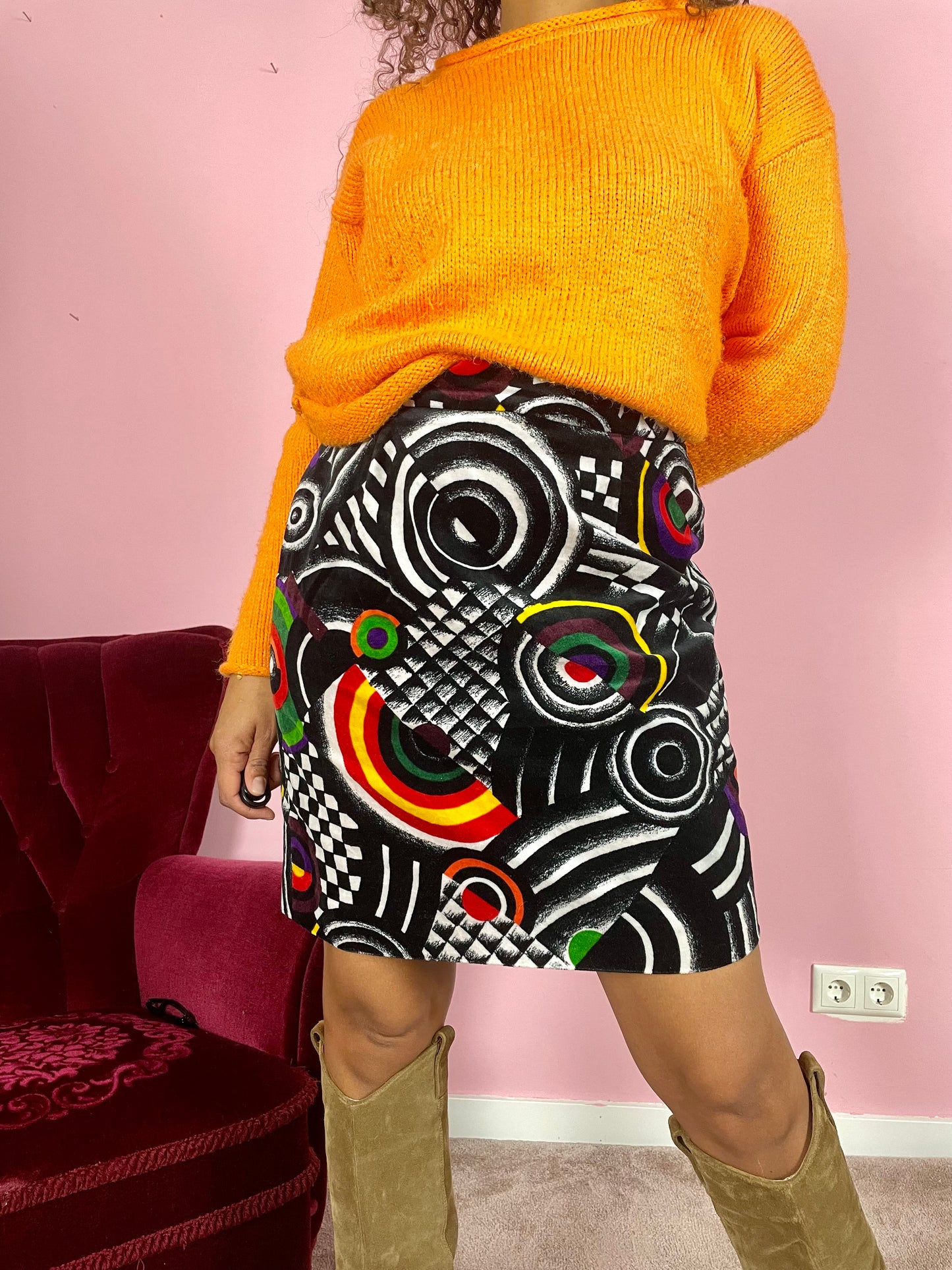 Vintage graphic print minirok