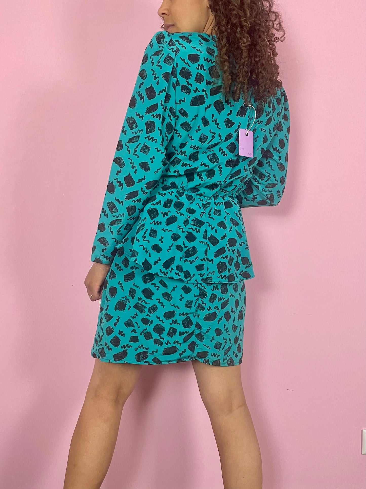 80’s print peplum jurk