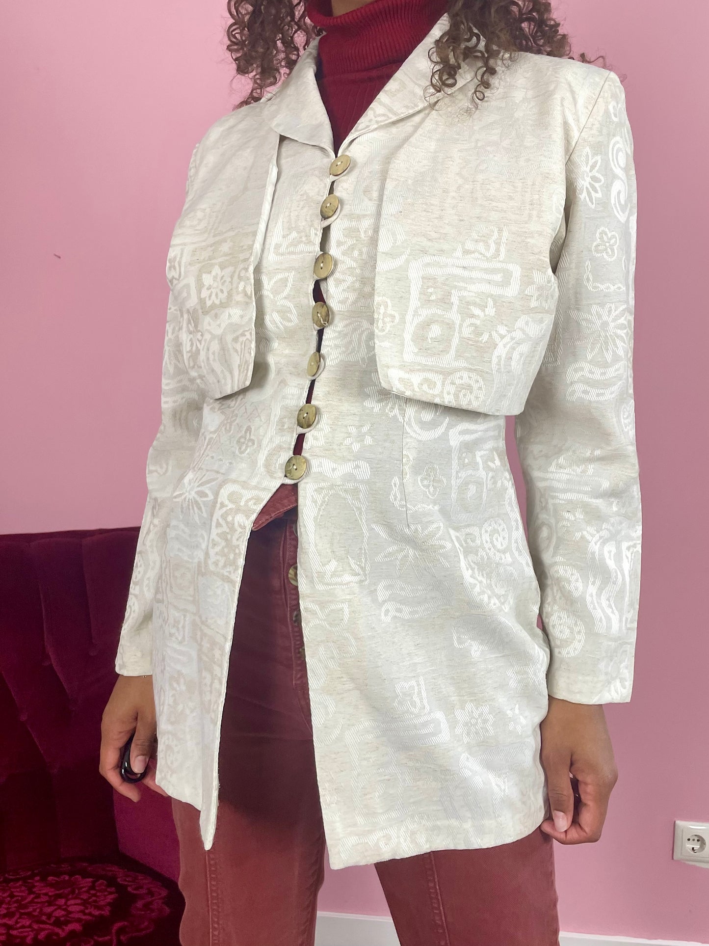 Vintage jaquard floral blazer