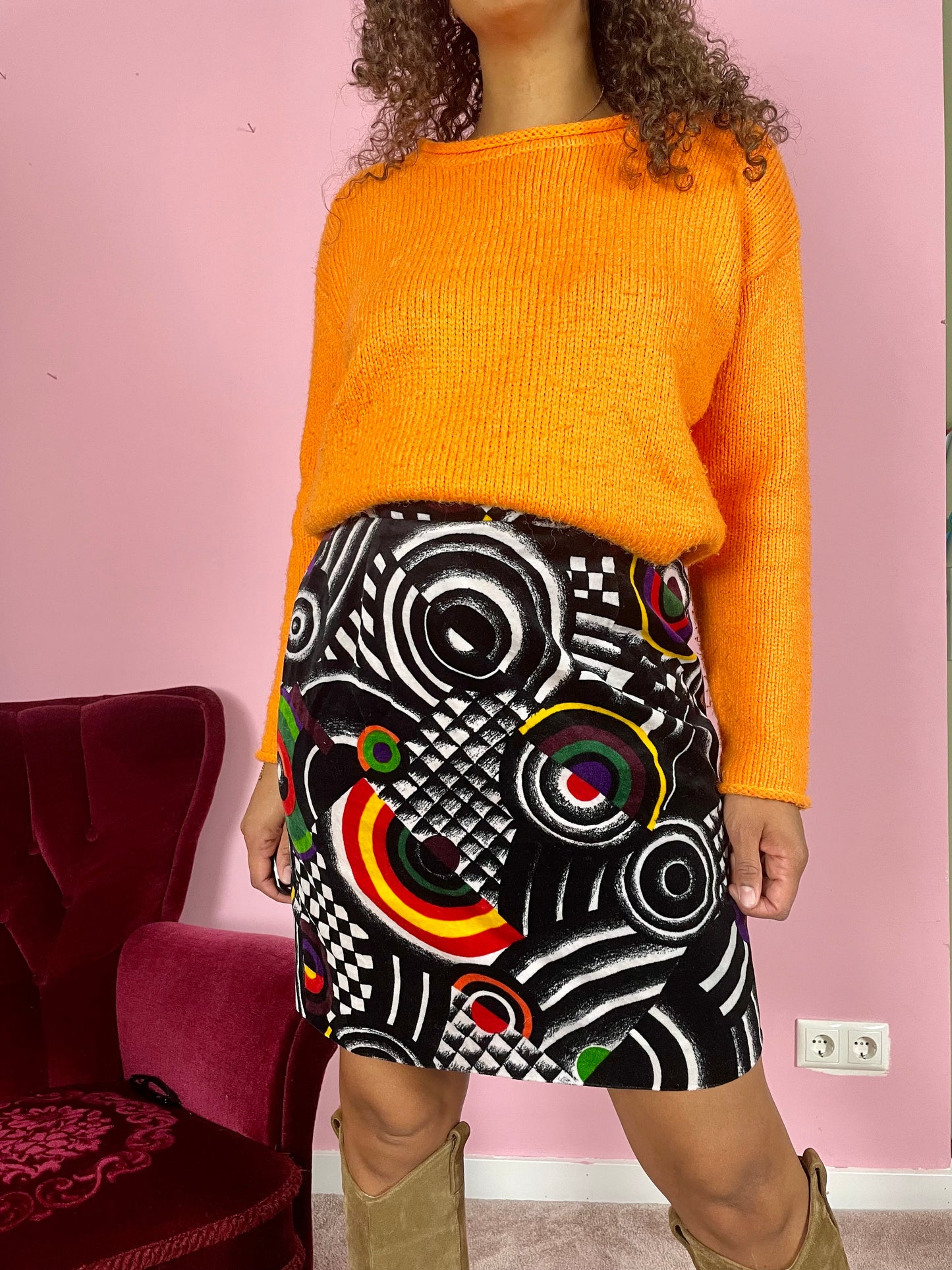 Vintage graphic print minirok