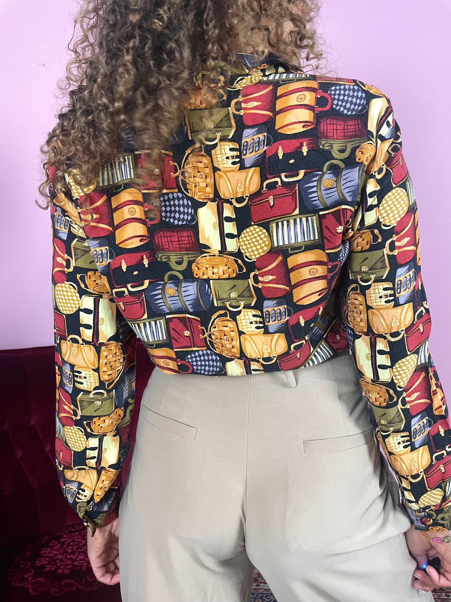 Vintage viscose blouse met tasjes