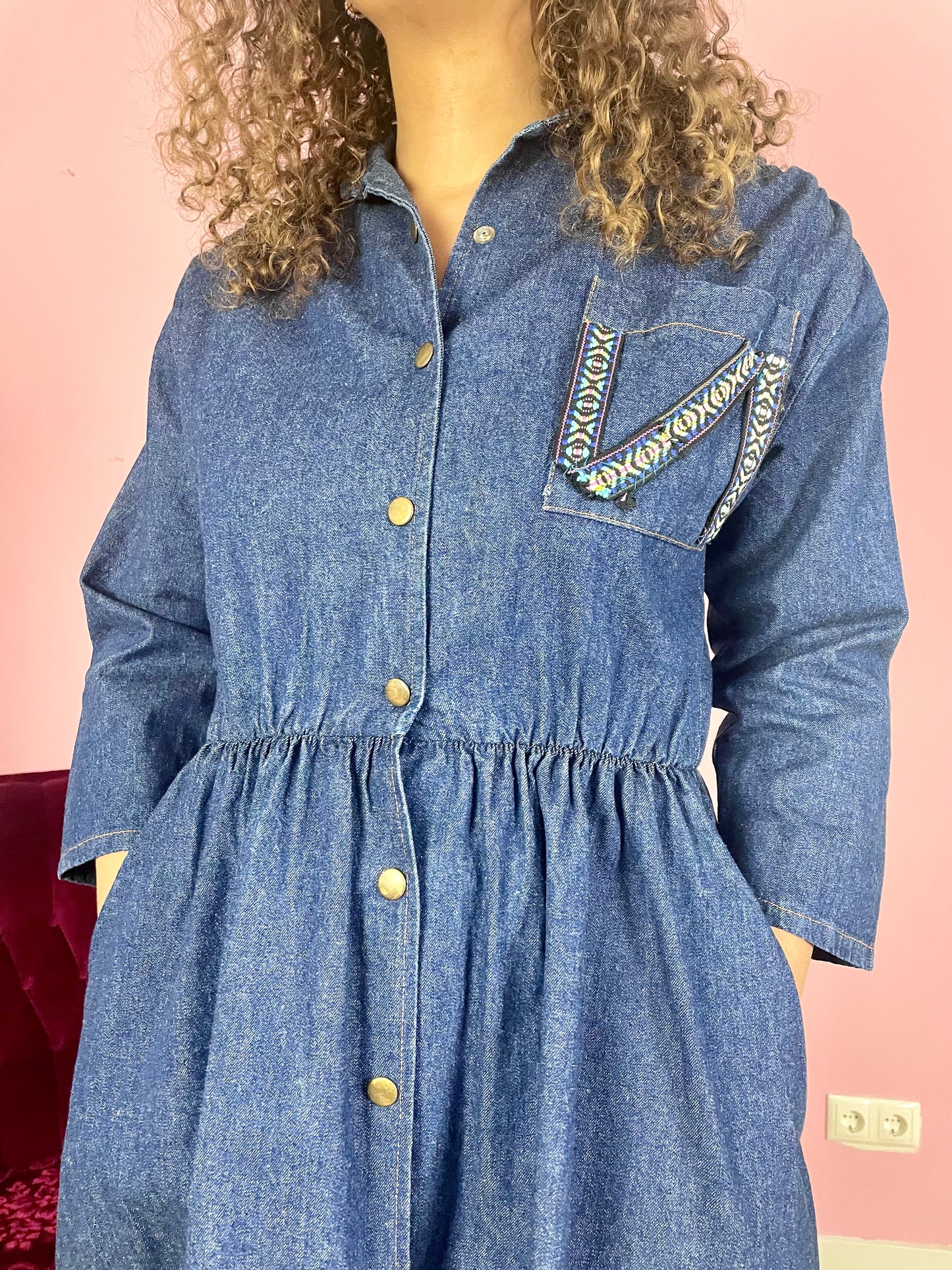 Vintage denim prairie-jurk