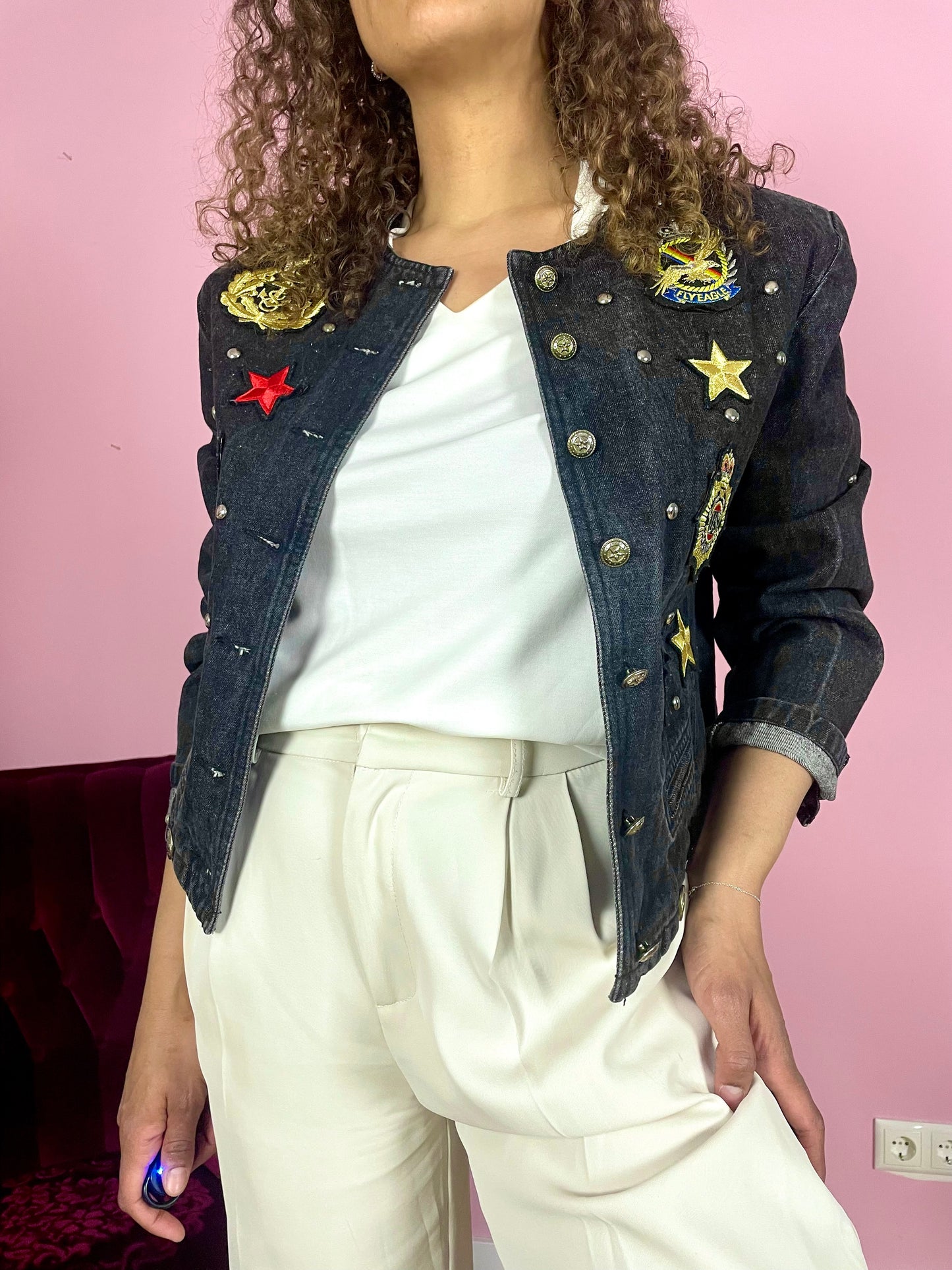 Vintage cropped militairy denim jack