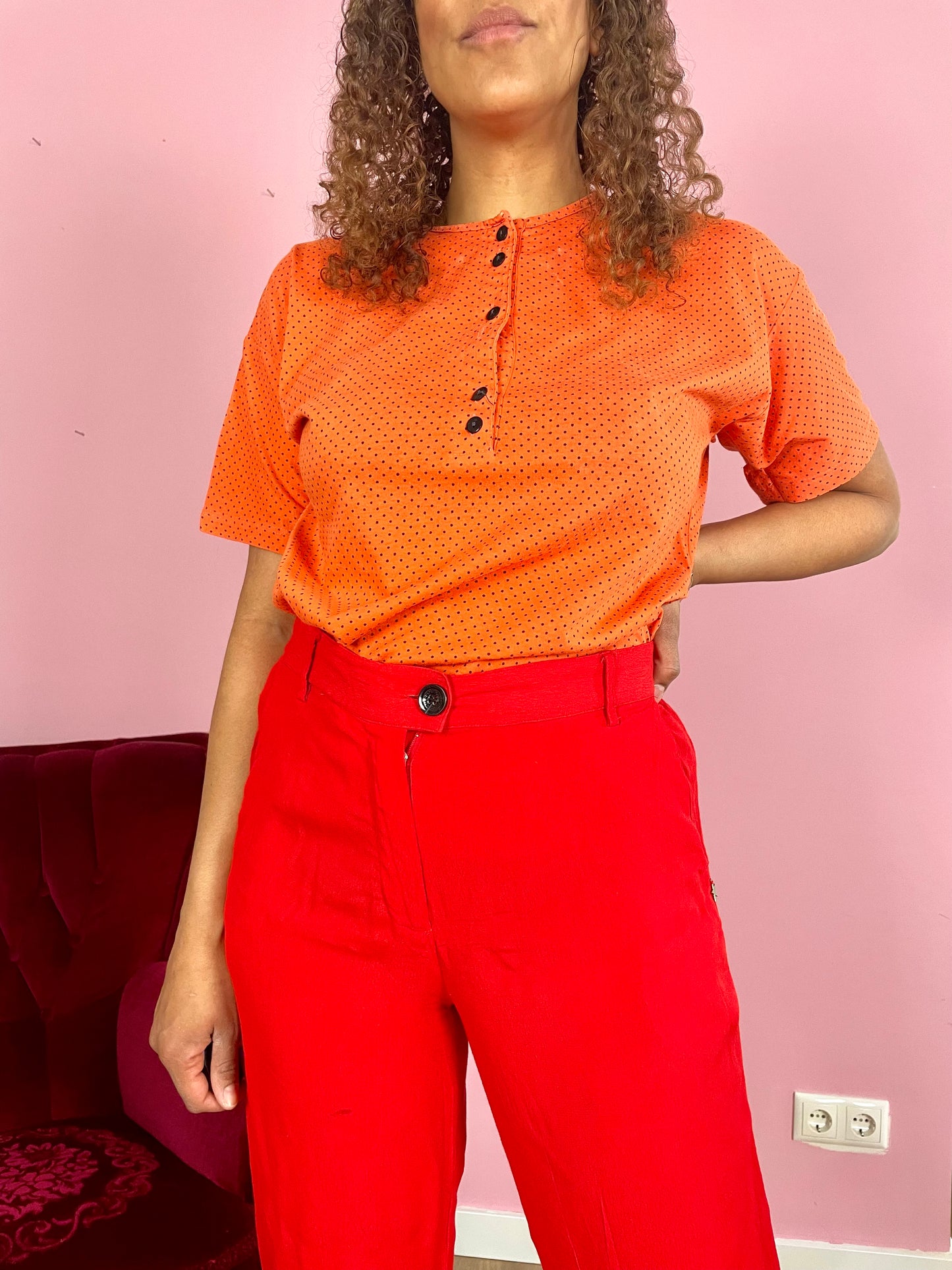 Vintage orange polka dot tee