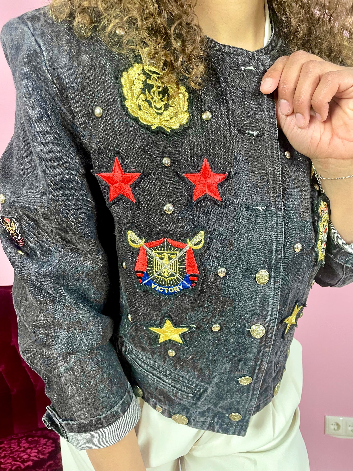 Vintage cropped militairy denim jack