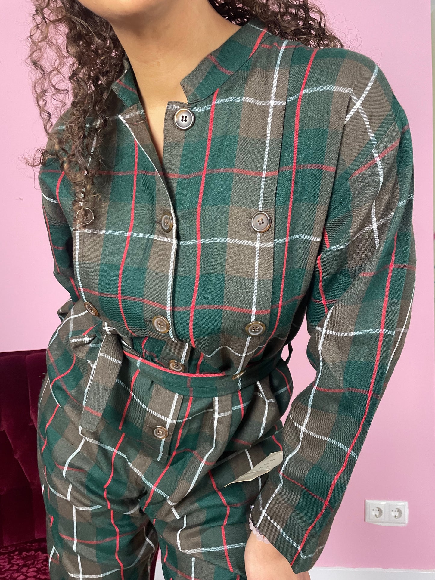Vintage deadstock tartan jumpsuit
